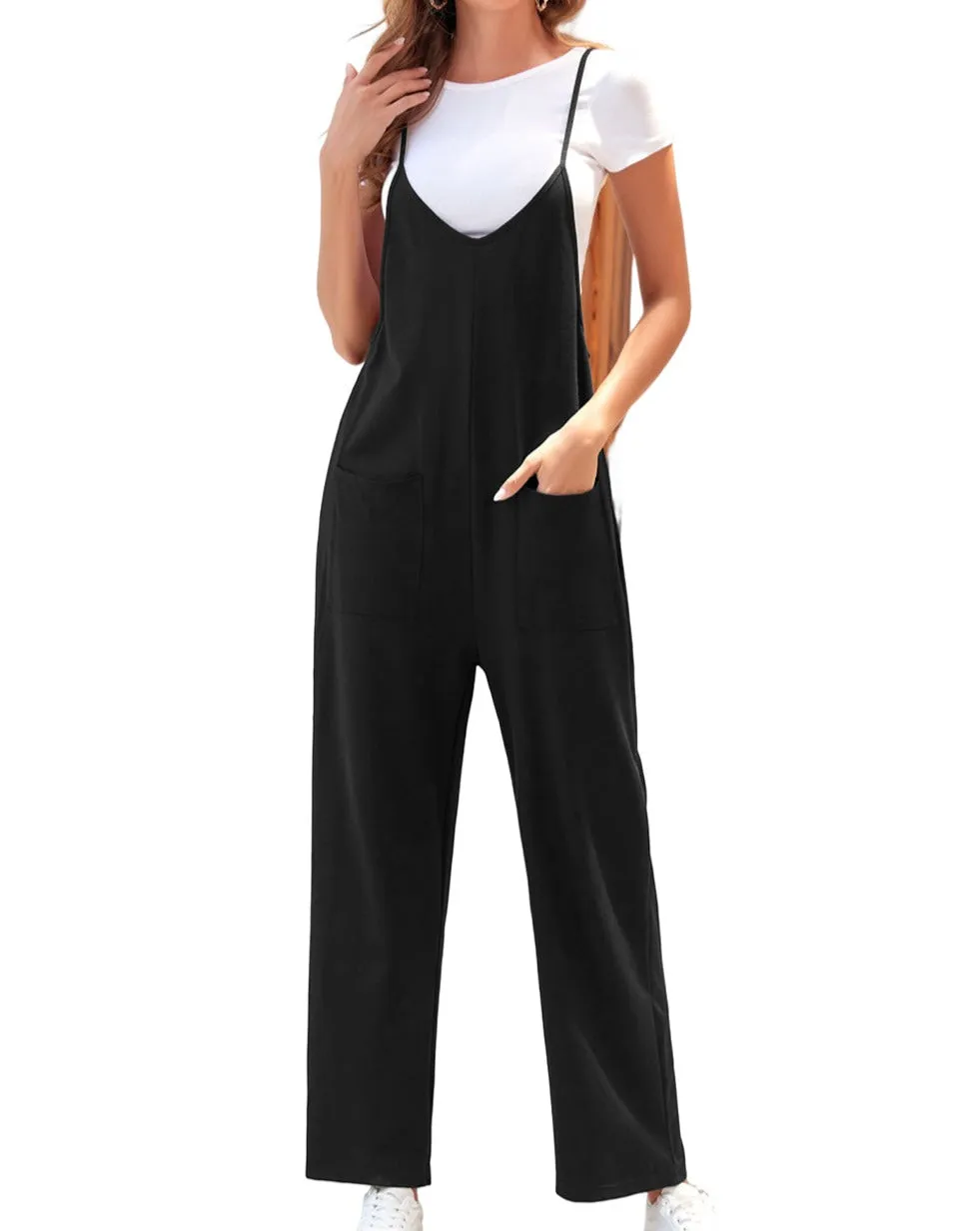 Plunging V-Neck Pocketed Jumpsuit