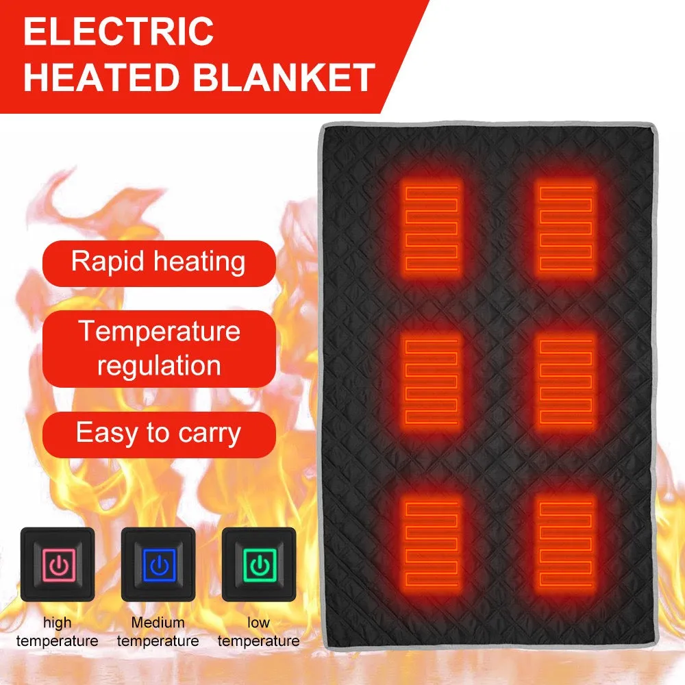 Polar Fleece Heated Camping Blanket With Portable Charger - Waterproof, Thickened, Heated Shawl