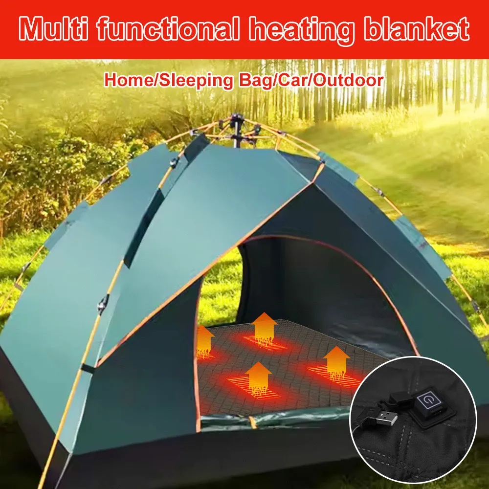 Polar Fleece Heated Camping Blanket With Portable Charger - Waterproof, Thickened, Heated Shawl