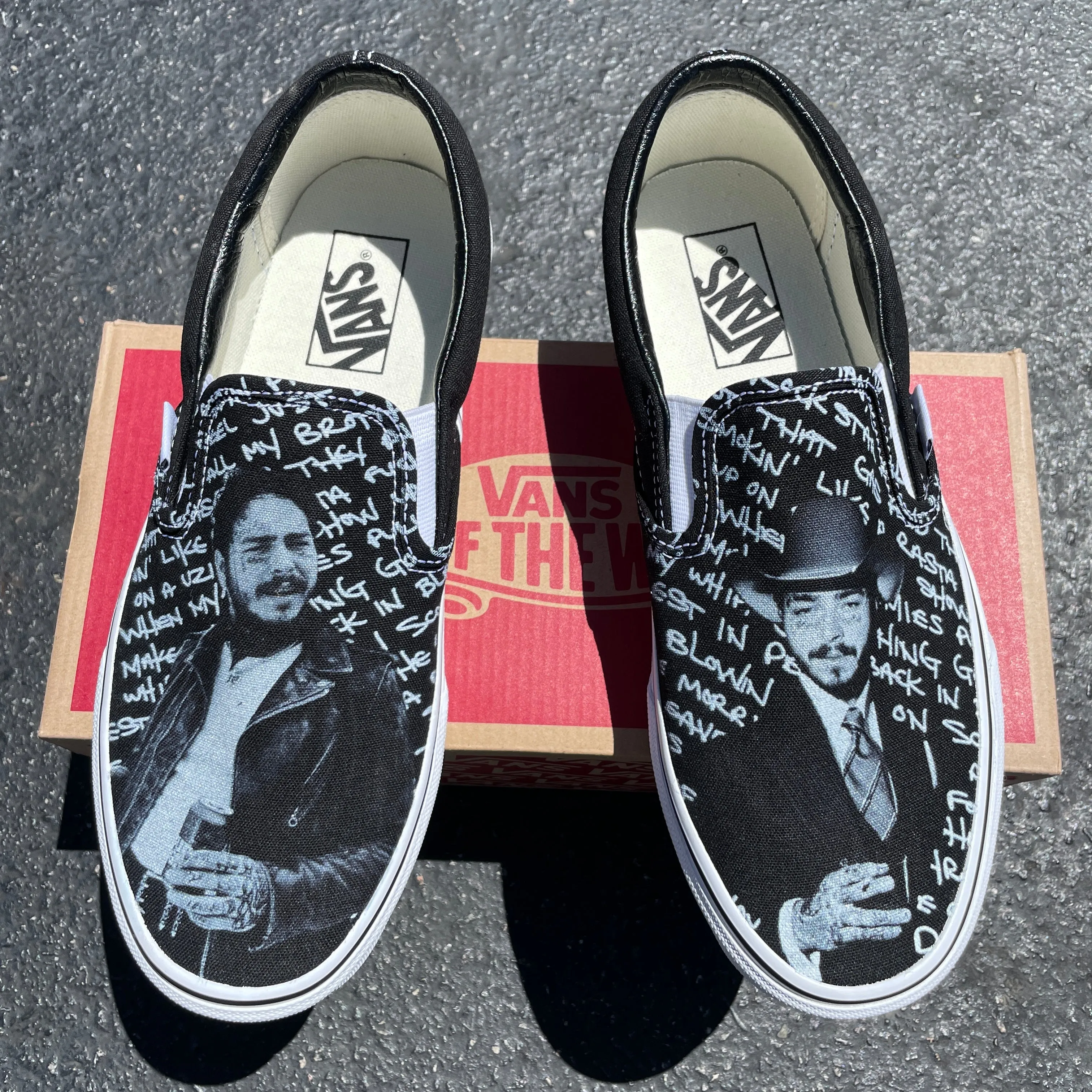 Post Malone Black Slip On Vans Black And White