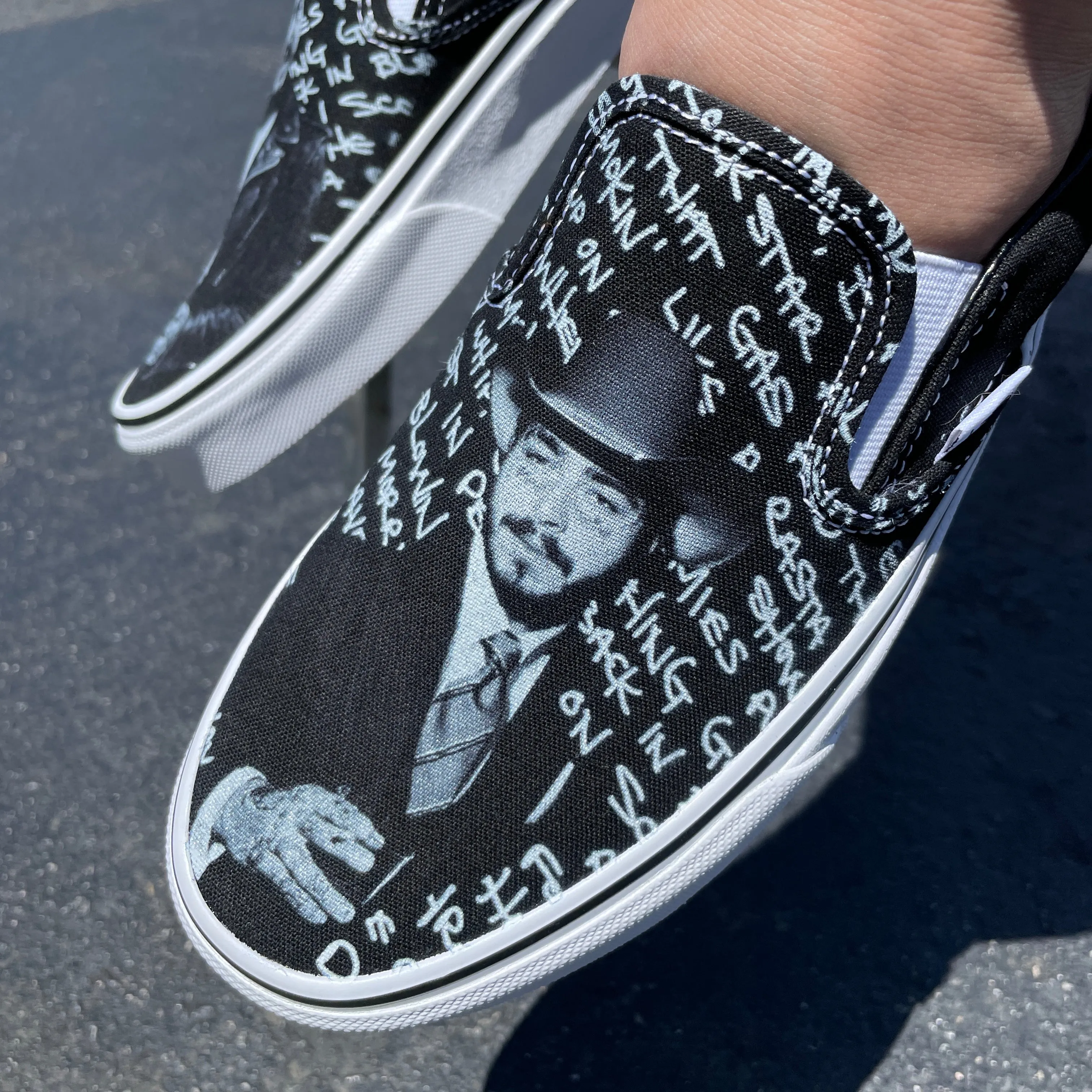 Post Malone Black Slip On Vans Black And White