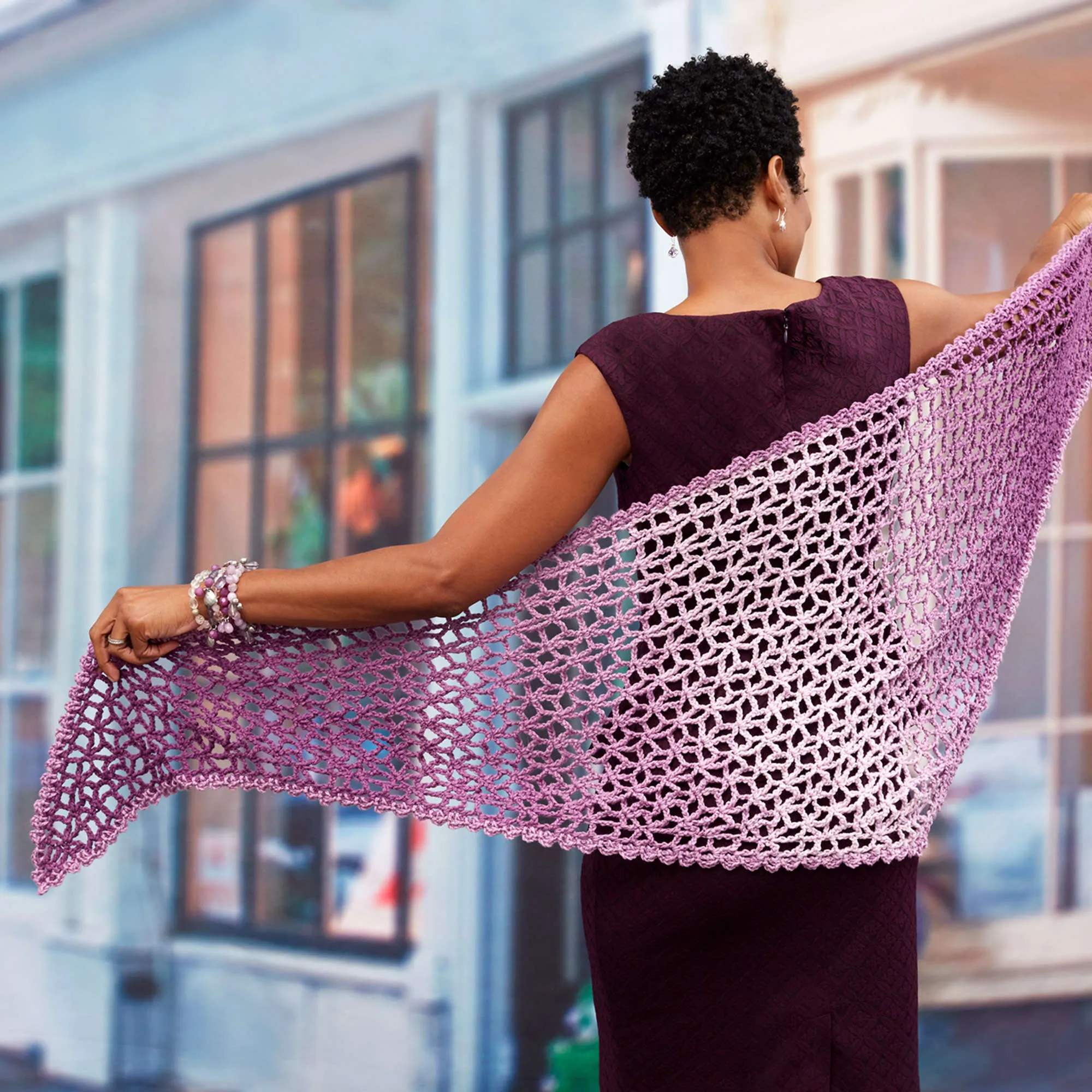 Red Heart Lacy Isosceles Crochet Shawl