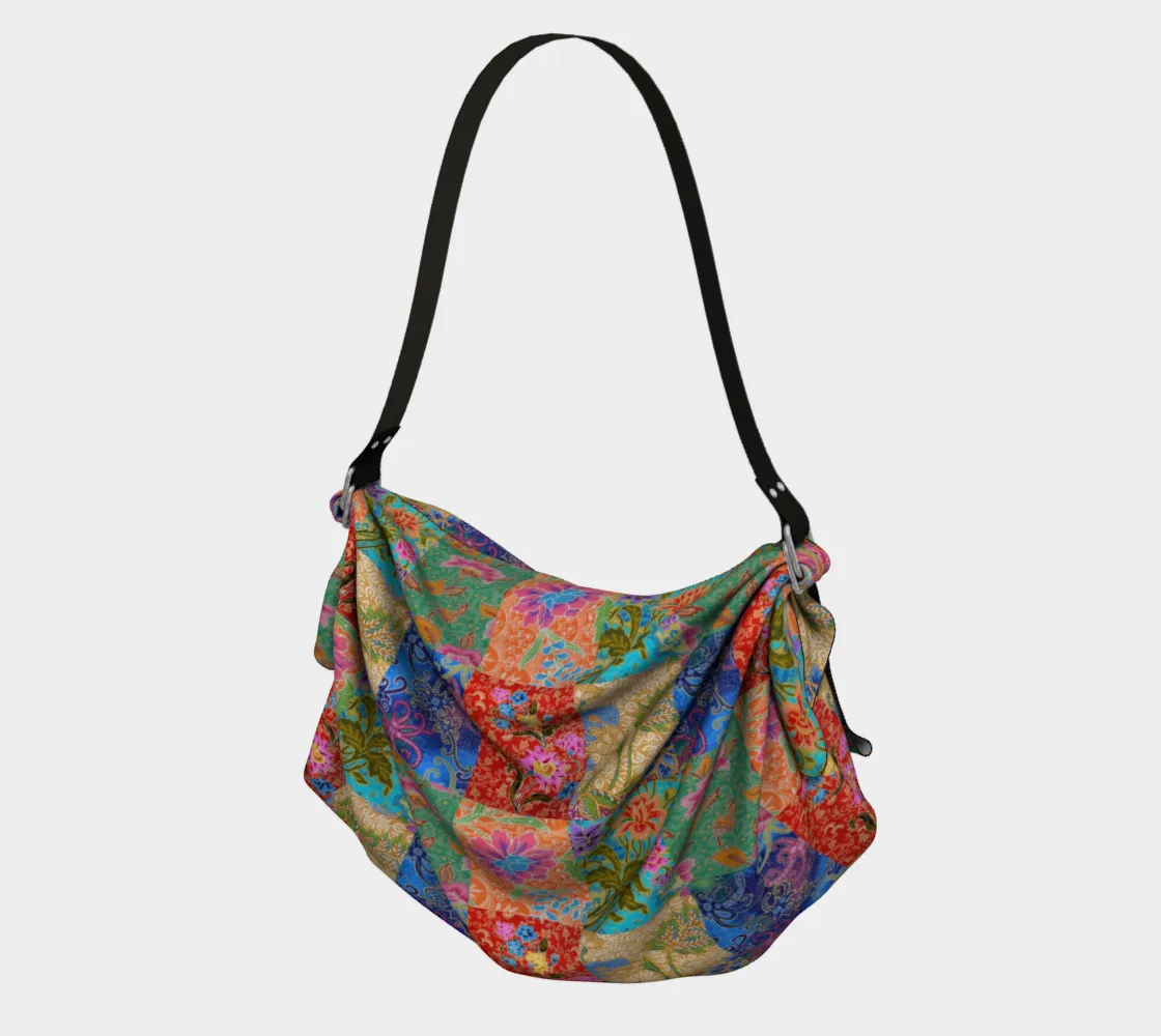 Red Indian Batik Floral Patchwork Hobo Scarf Bag