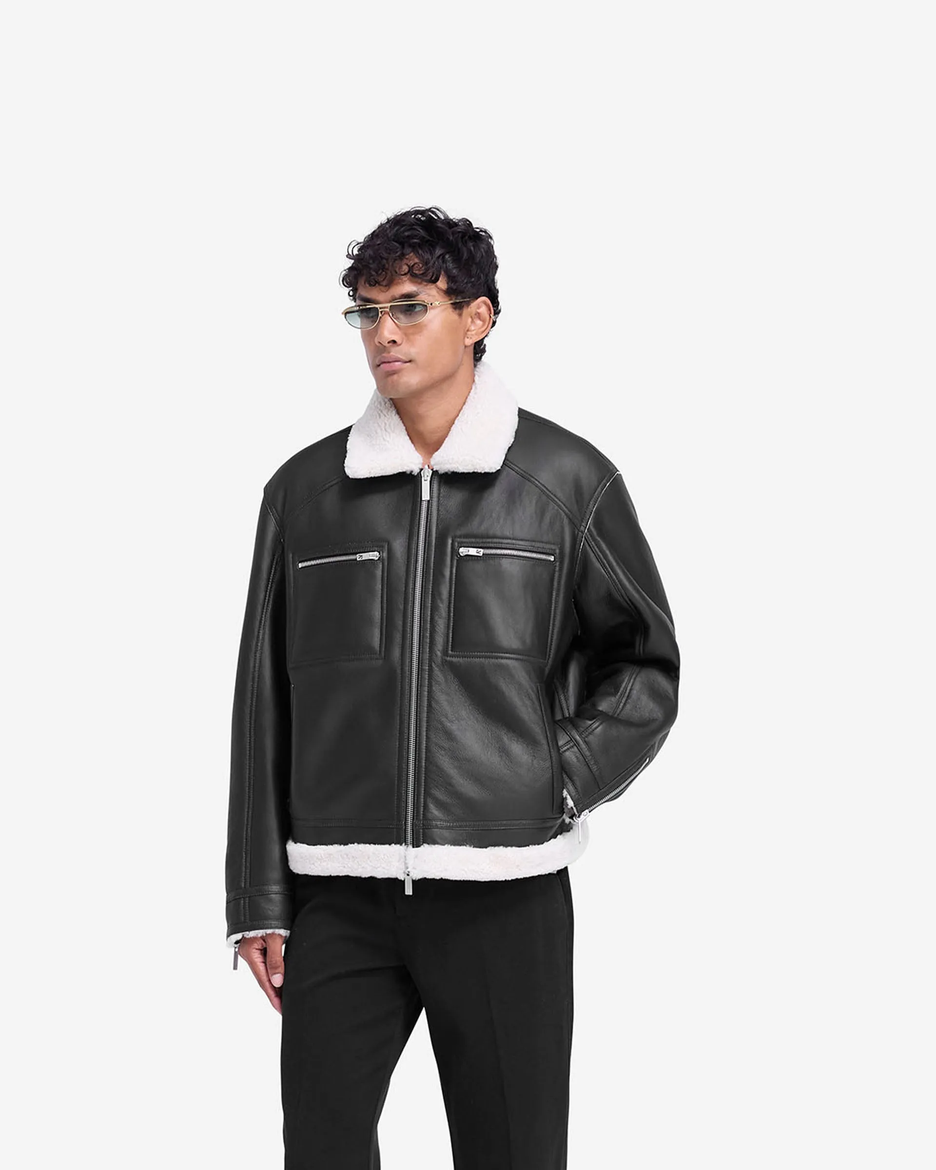 Reversible Shearling Jacket - Black