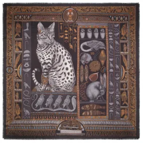 Sabina Savage "Bastet's Bounty" Silk Twill Onyx/Gold Scarf