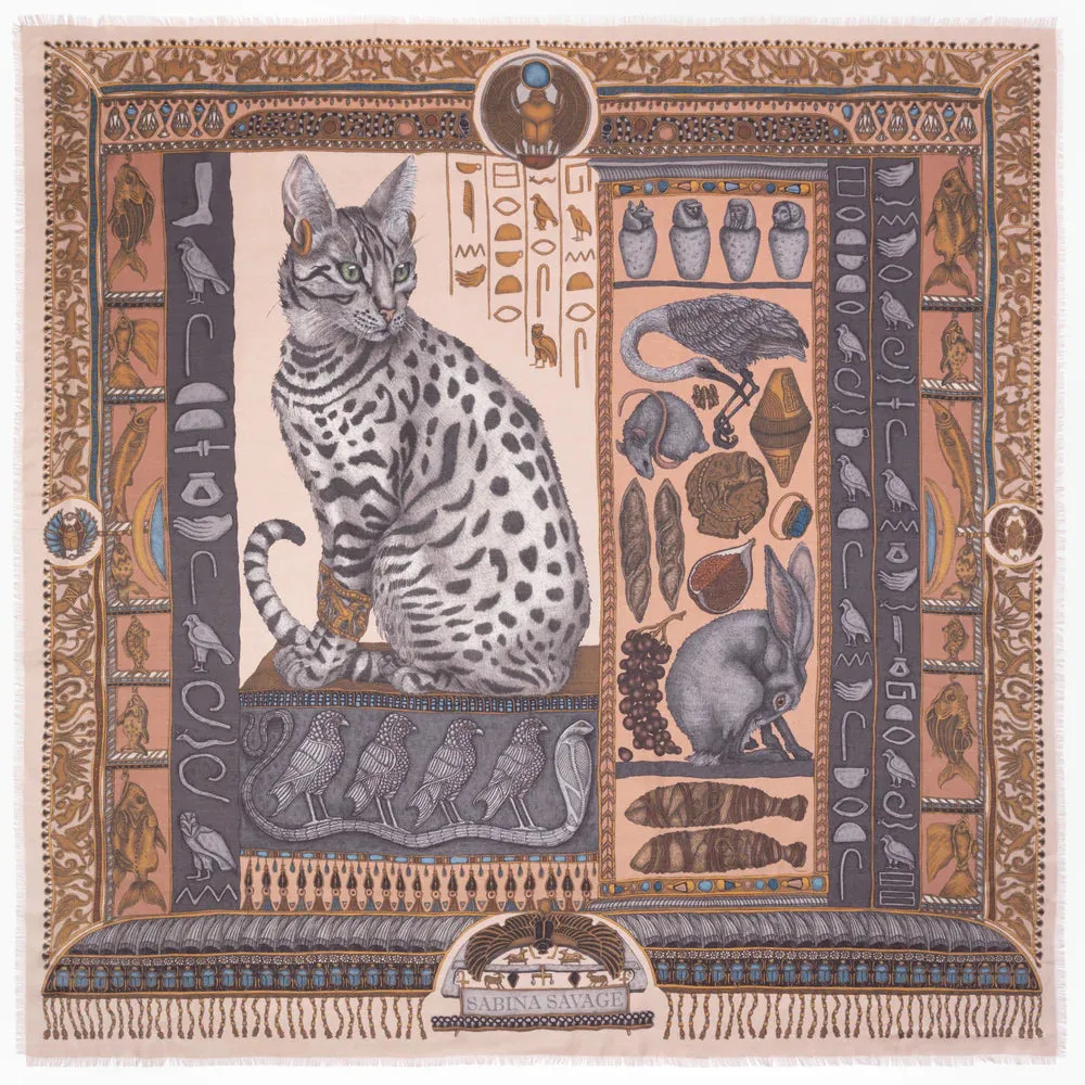 Sabina Savage "Bastet's Bounty" Wool and Silk Rose/Pewter Scarf