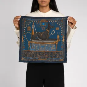 Sabina Savage "Ode to Anubis" Silk Twill Lapis/Nile 42cm Scarf