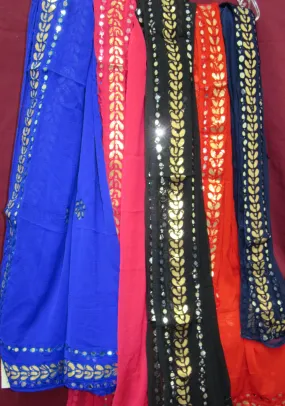 Scarf 8773 Georgette Solid Colors Golden and Silver Foil Dupatta Chunni Shawl