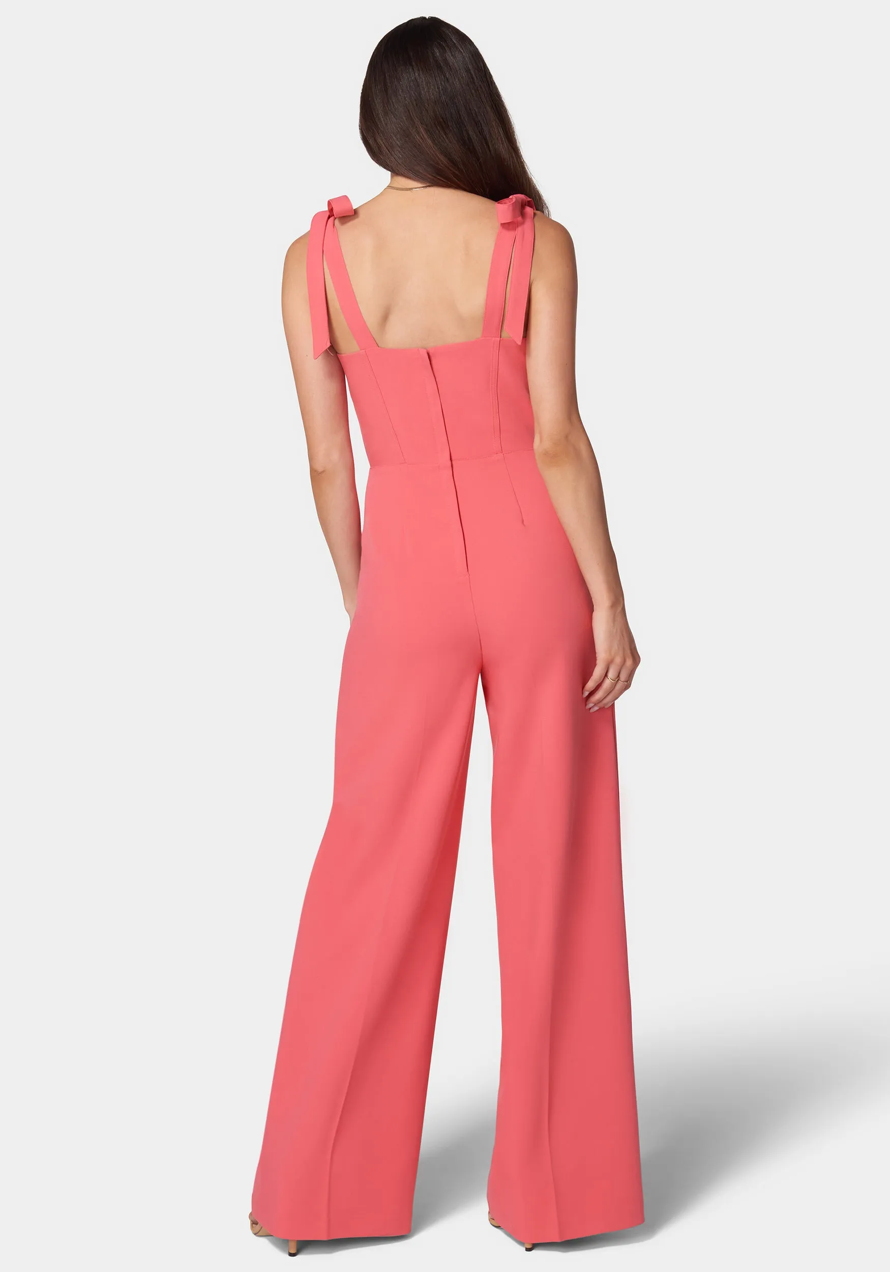 Self Tie Strap Corset Wide Leg Jumpsuit