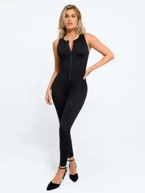 Shapewear Sleeveless Body-Sculpting Zip Front Jumpsuit