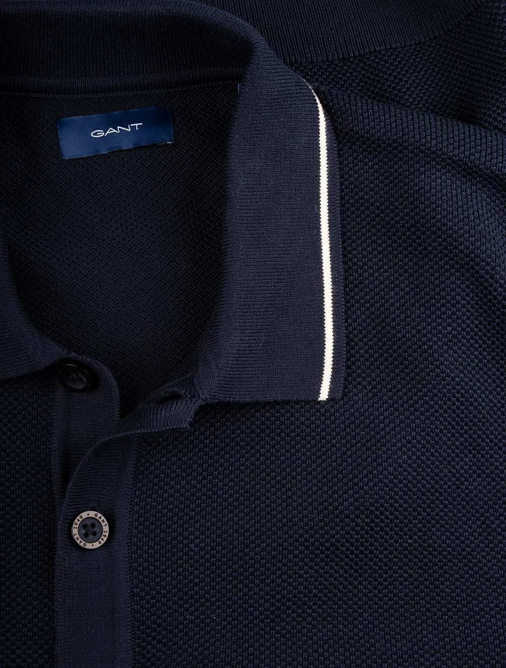 Short Sleeve Texture Pique Polo Evening Blue