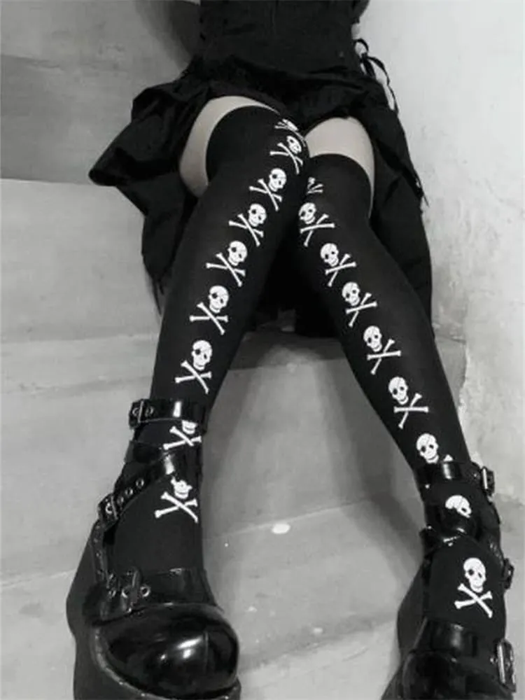 Skull n Bones Thigh Highs