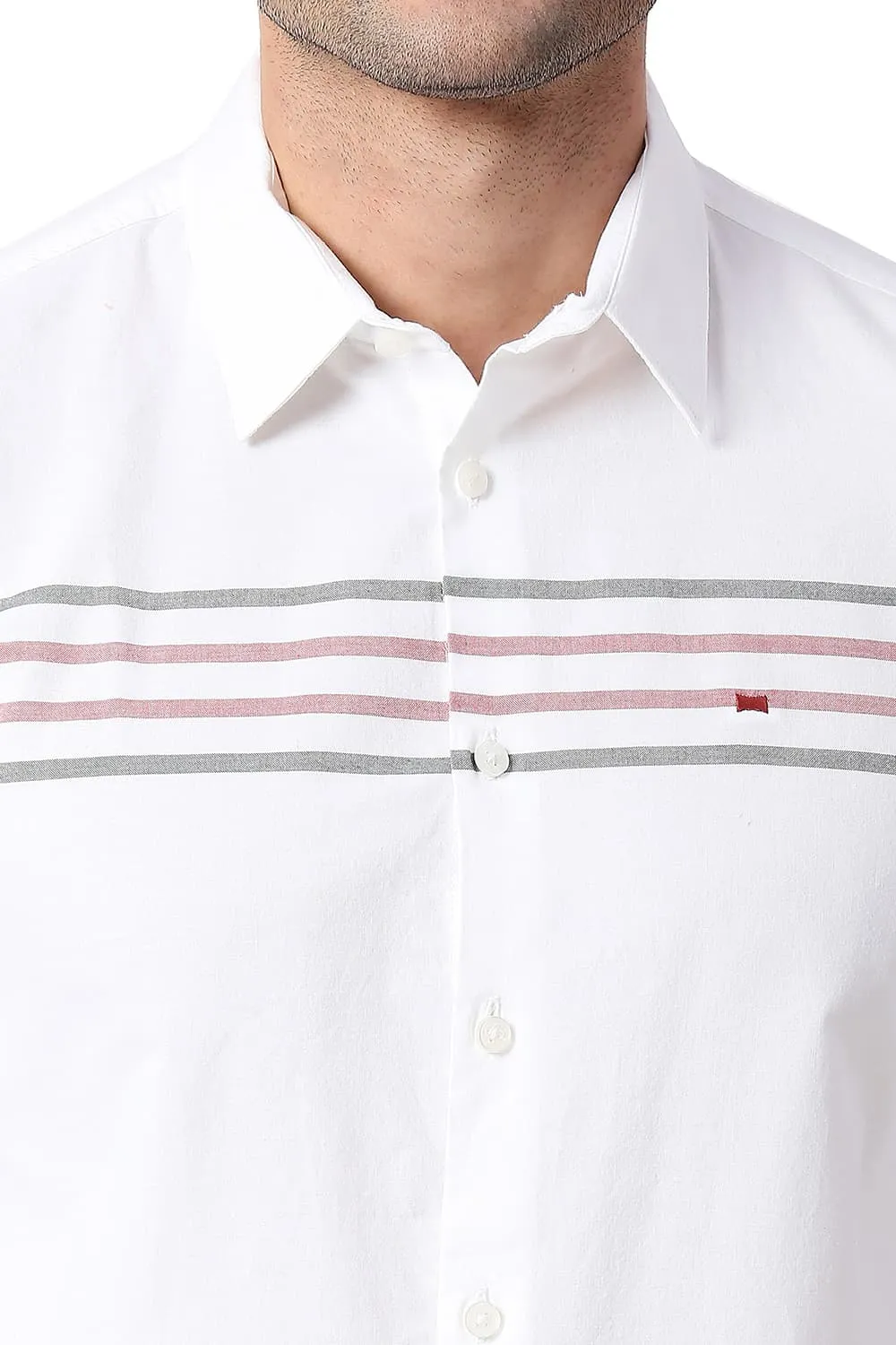 Slim Fit Cotton Oxford Weft Eng Stripe Shirt