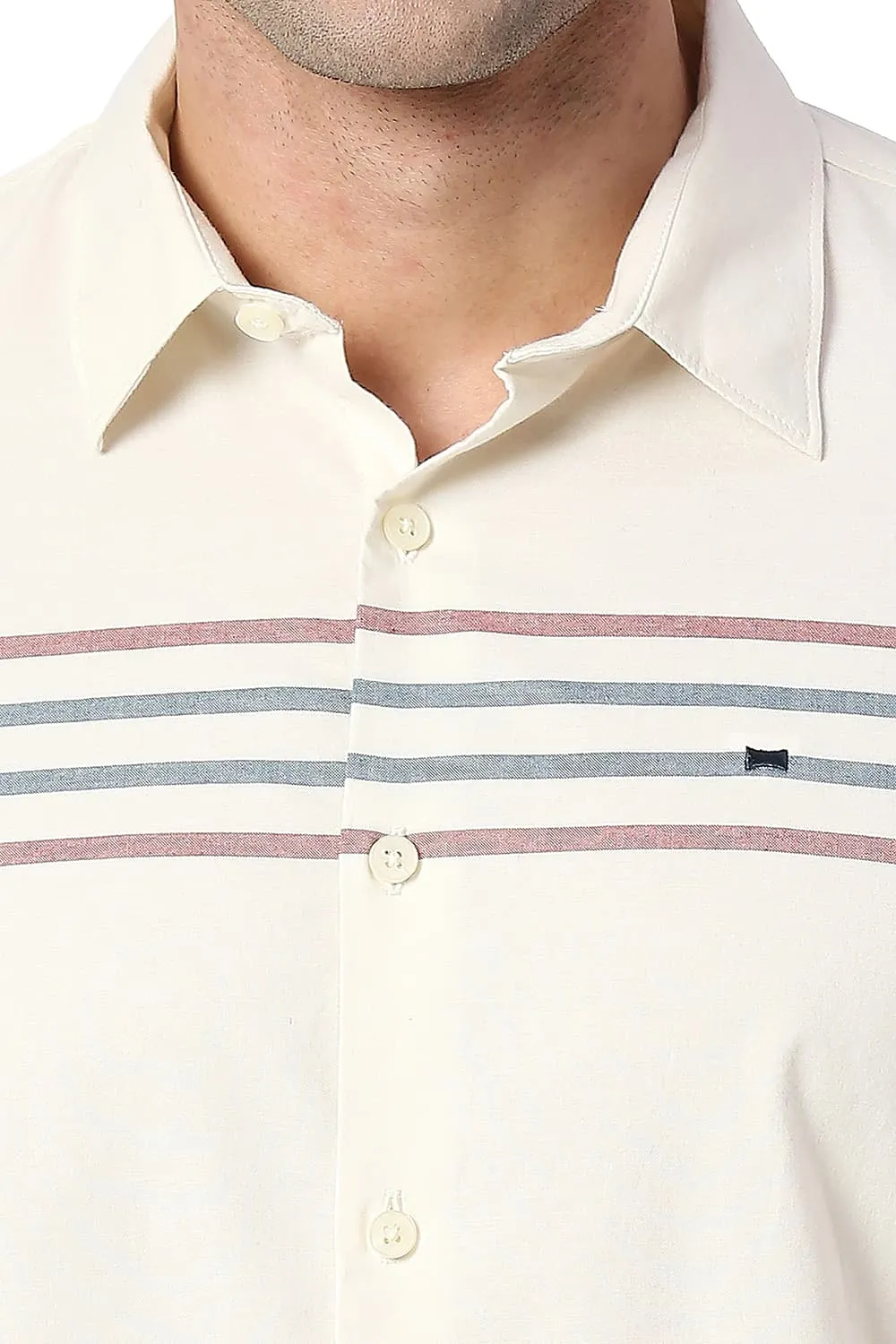 Slim Fit Cotton Oxford Weft Eng Stripe Shirt