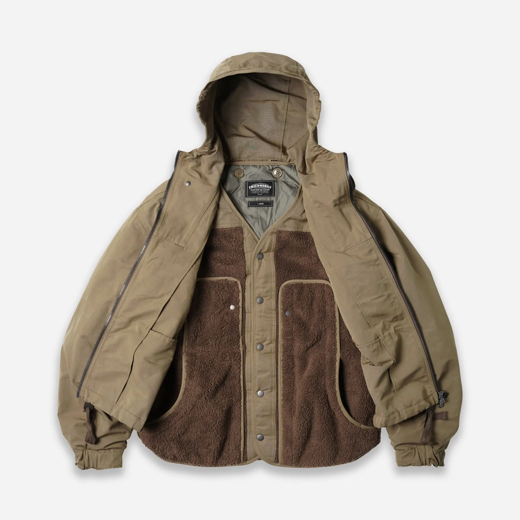 SMOCK HOODED 2 IN 1 PARKA JACKET - TAN