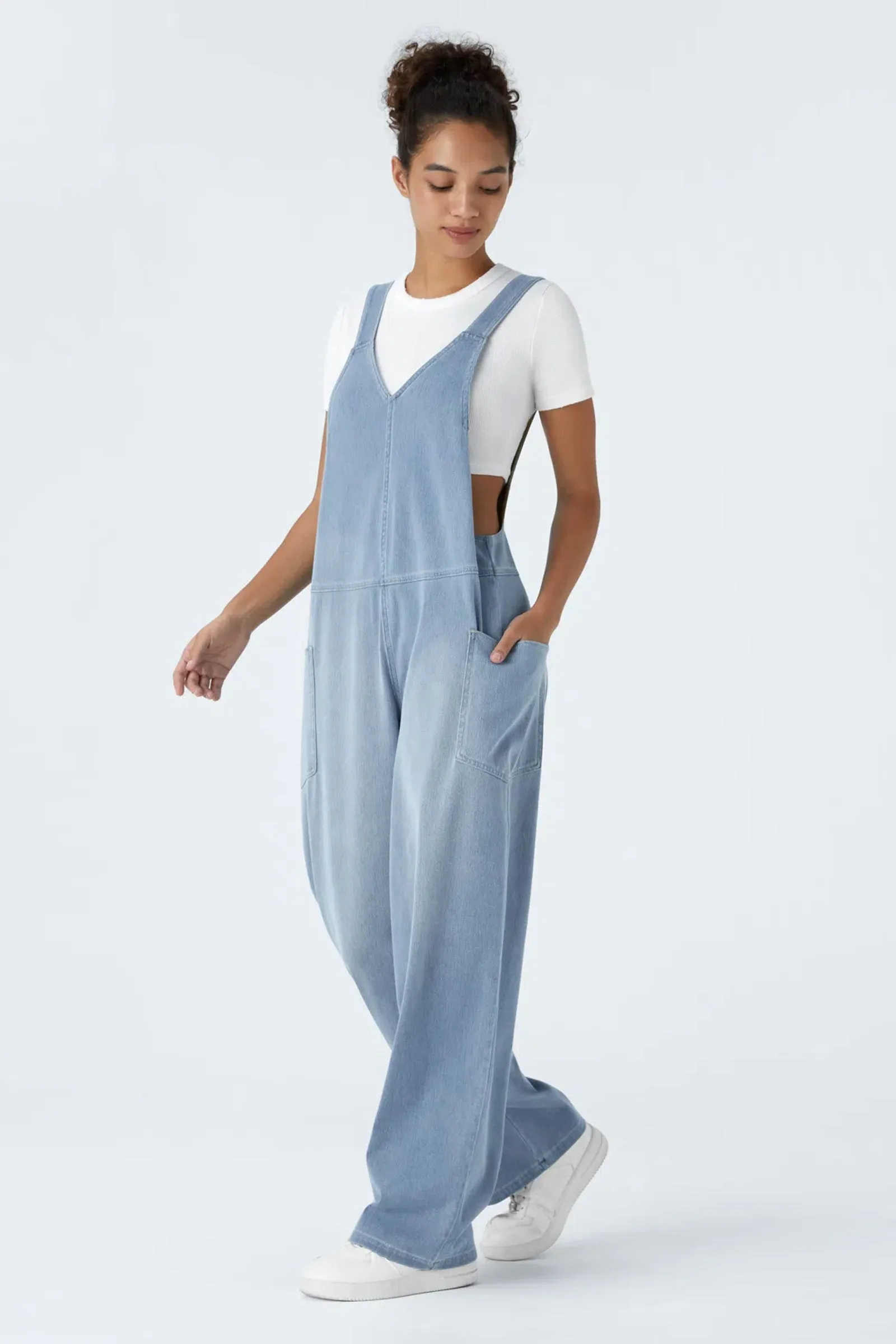 Snugz Super Stretch Denim Dungaree- light blue