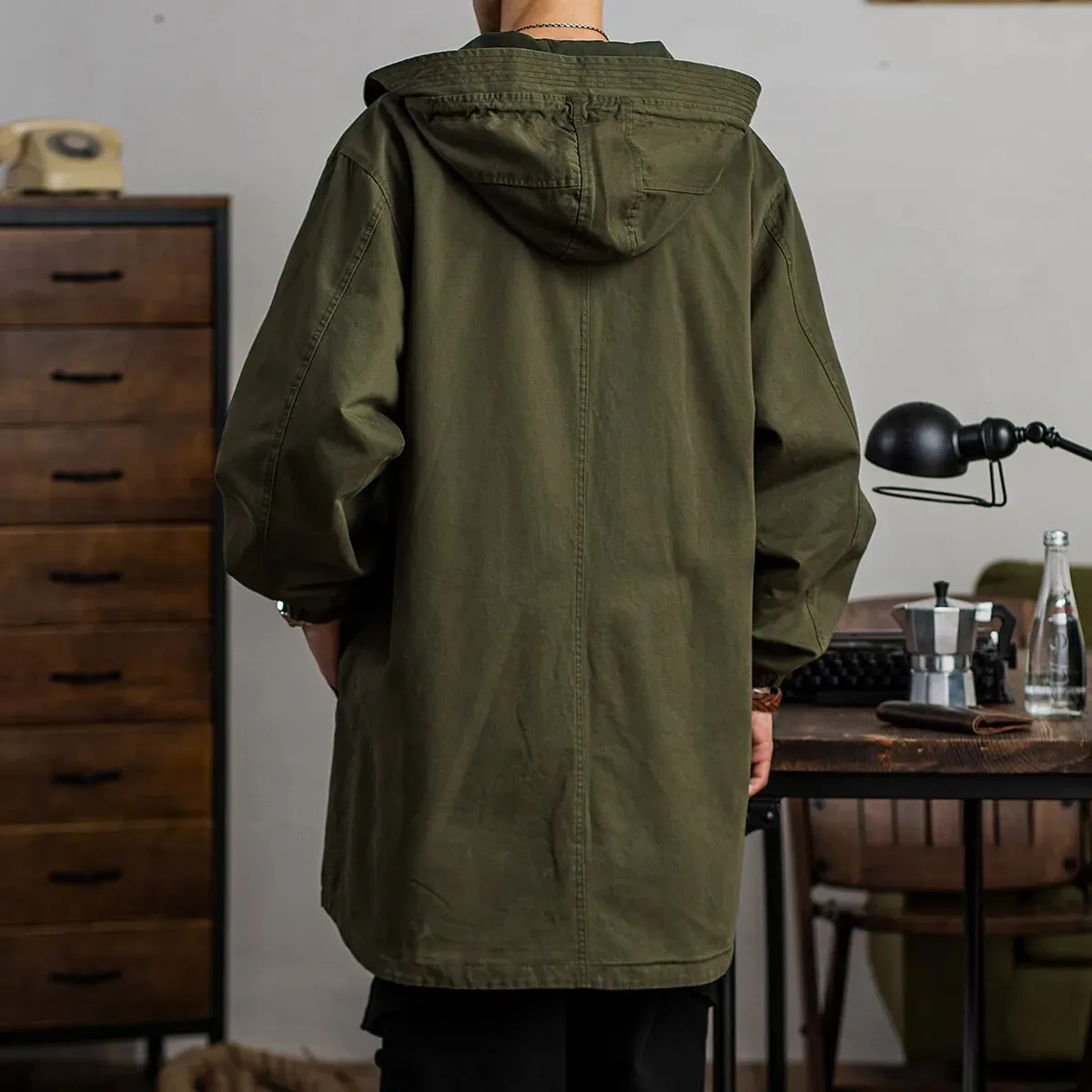 Solid with Pockets Zipper Parka