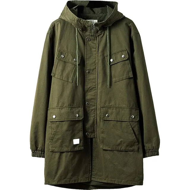 Solid with Pockets Zipper Parka