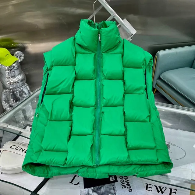 Square Weave Puffy Vest Jacket