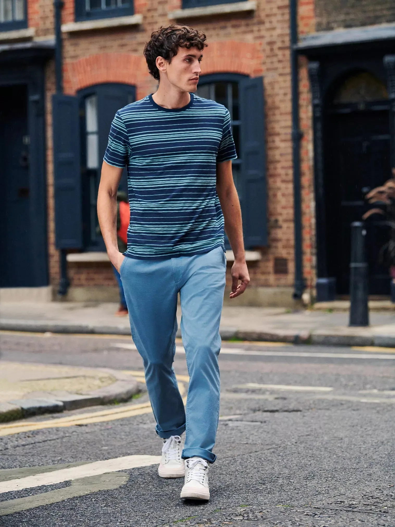 Sutton Organic Chino Trousers - Mid Blue