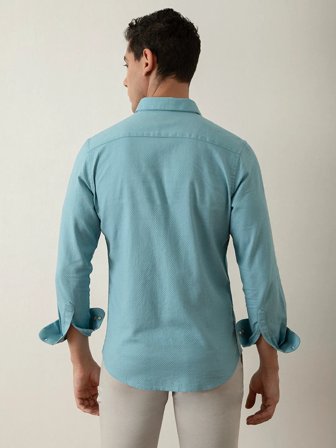 Teal Plain Cotton Shirt