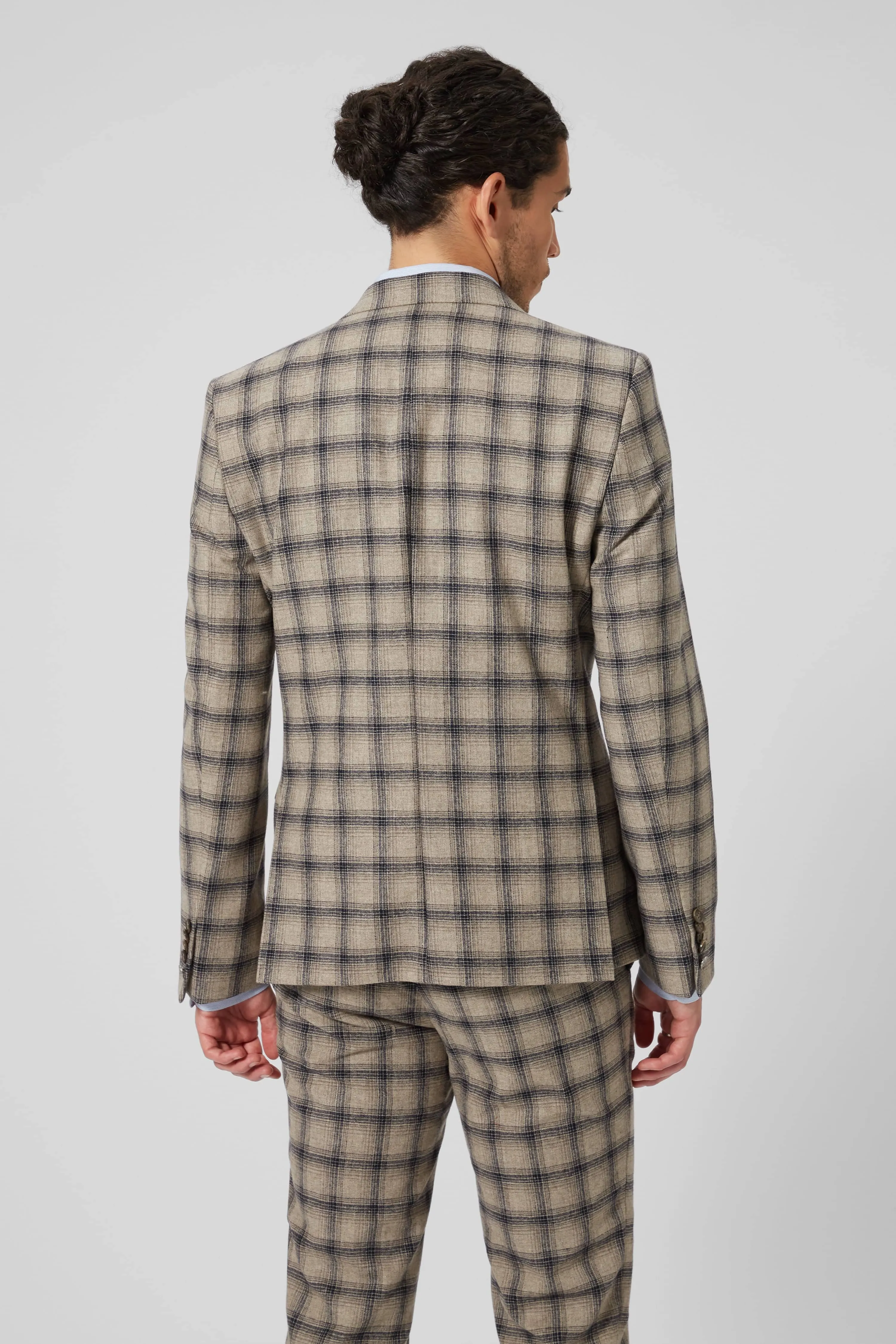 Teddington Slim Fit Brown Check Wool Jacket - ARCHIVE