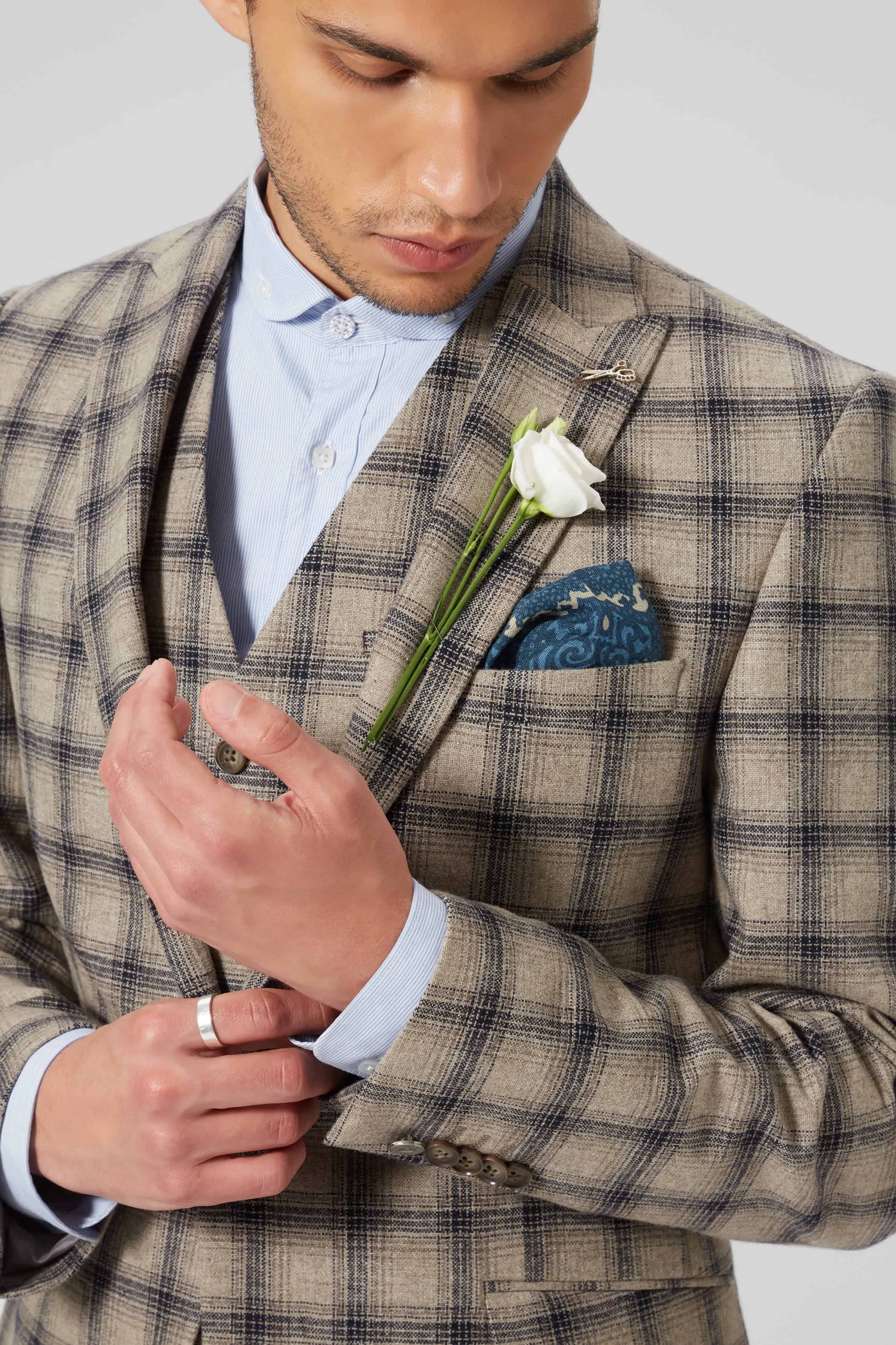 Teddington Slim Fit Brown Check Wool Jacket - ARCHIVE