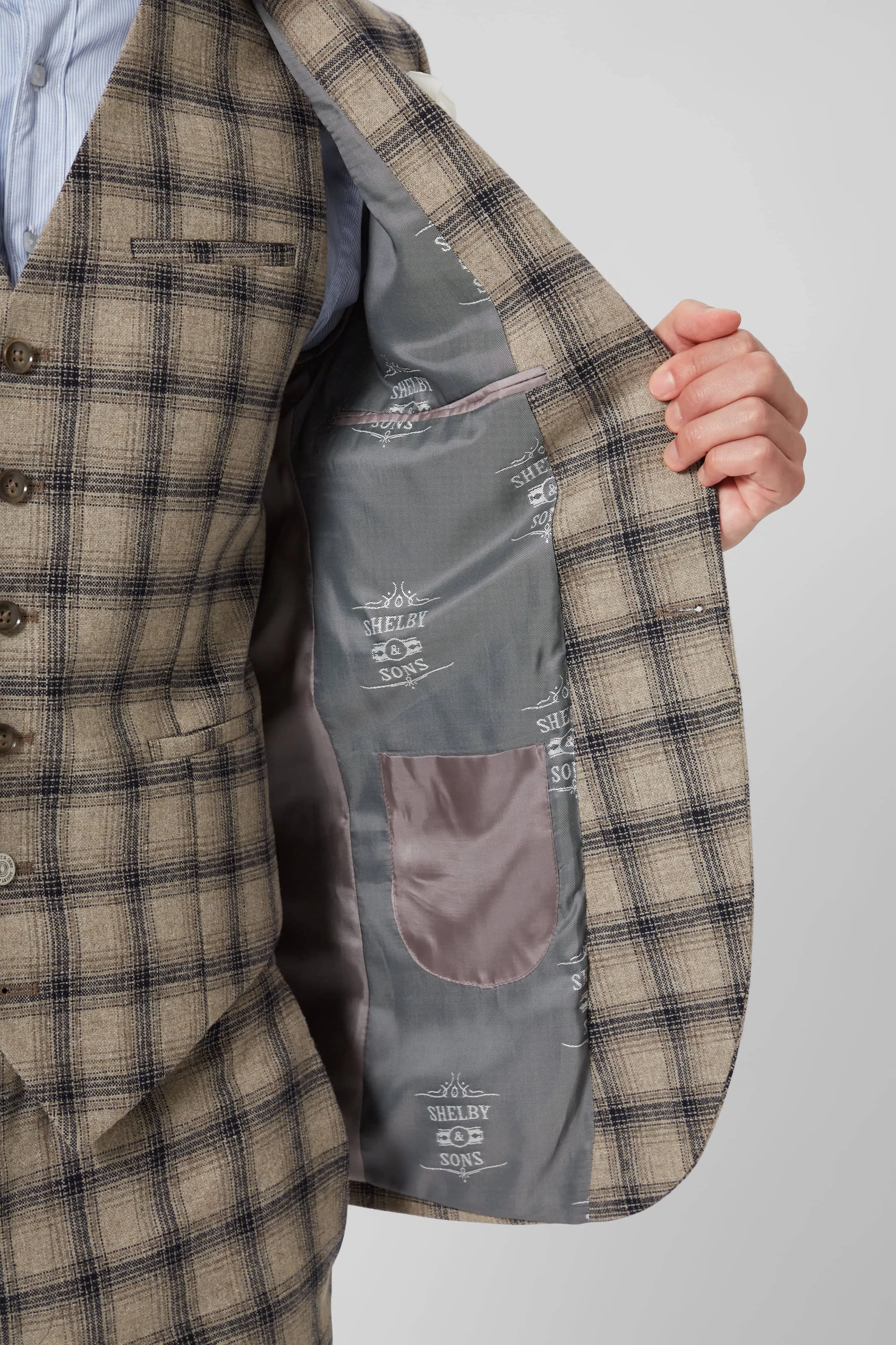 Teddington Slim Fit Brown Check Wool Jacket - ARCHIVE