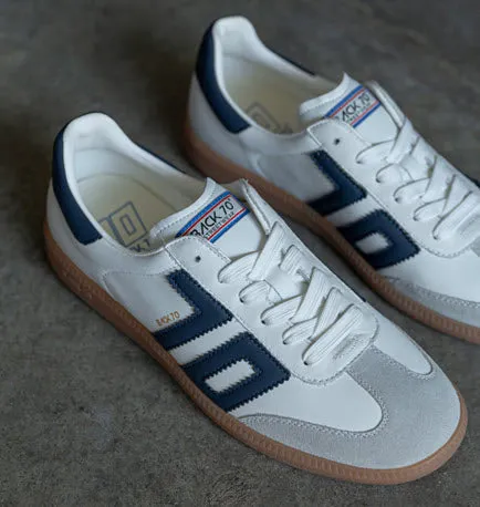 The Retro Soccer Lace Sneaker in White Navy