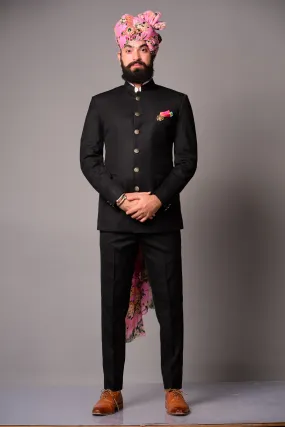 Traditional Black Designer Jodhpuri  Bandhgala Suit |Terry Rayon |Perfect Royal Wedding , Functional wear|