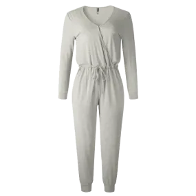 TTFN WOMEN'S LONGSLEEVE ROMPER JUMPSUIT WITH CROSS OVER SNAP CLOSURE