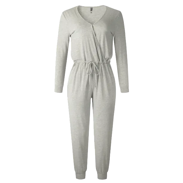 TTFN WOMEN'S LONGSLEEVE ROMPER JUMPSUIT WITH CROSS OVER SNAP CLOSURE