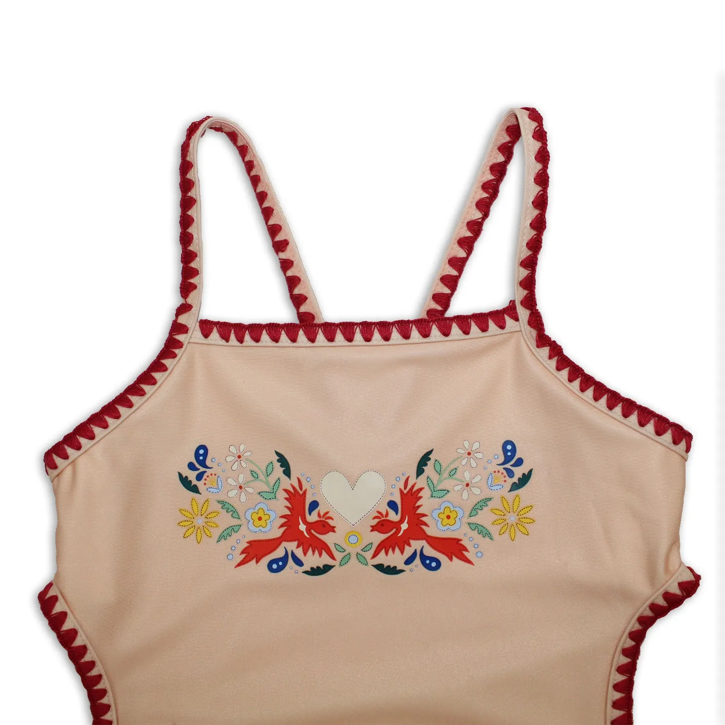 Tyoub Kids Embroidered Swimsuit Vanilla Fire Bird Placement Print