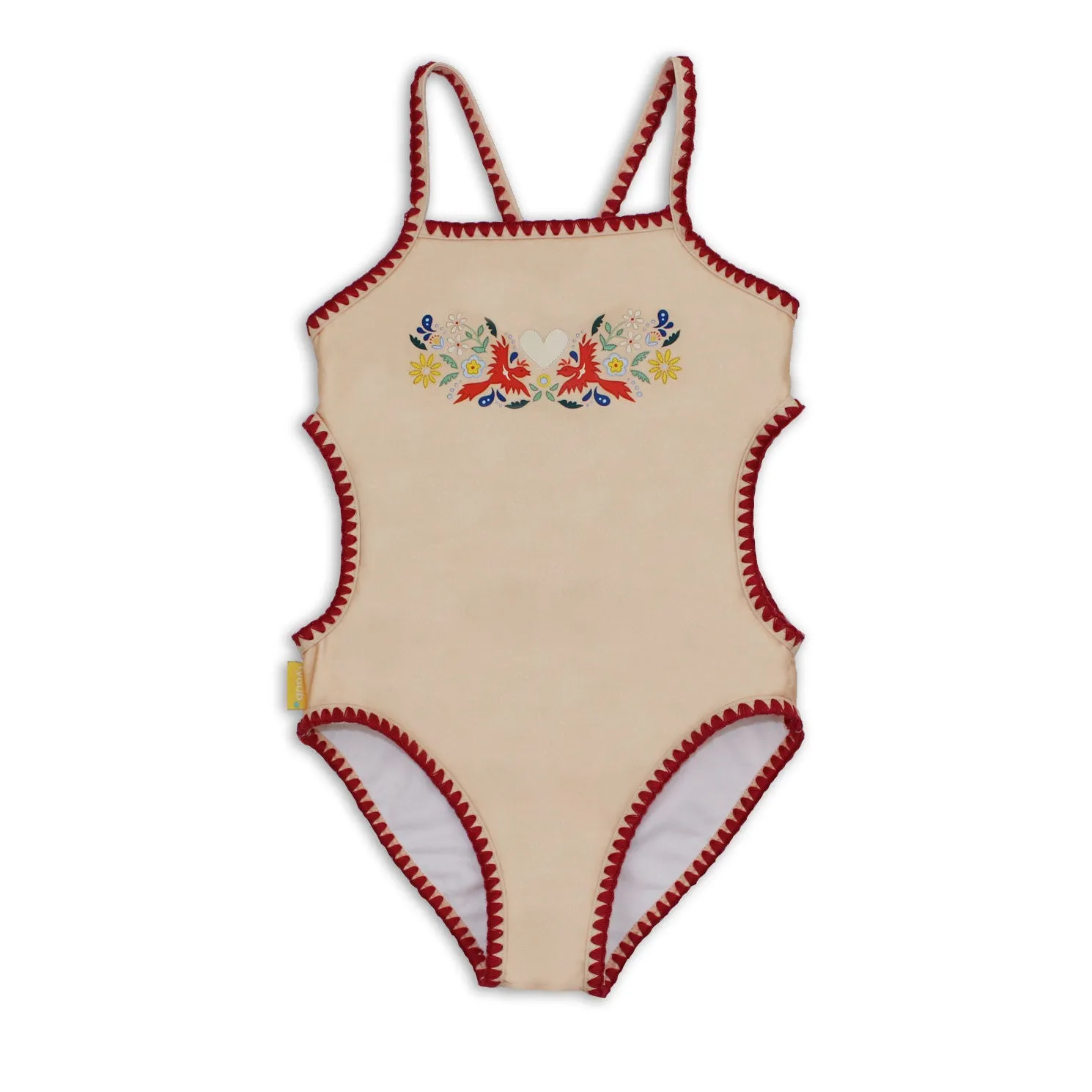 Tyoub Kids Embroidered Swimsuit Vanilla Fire Bird Placement Print