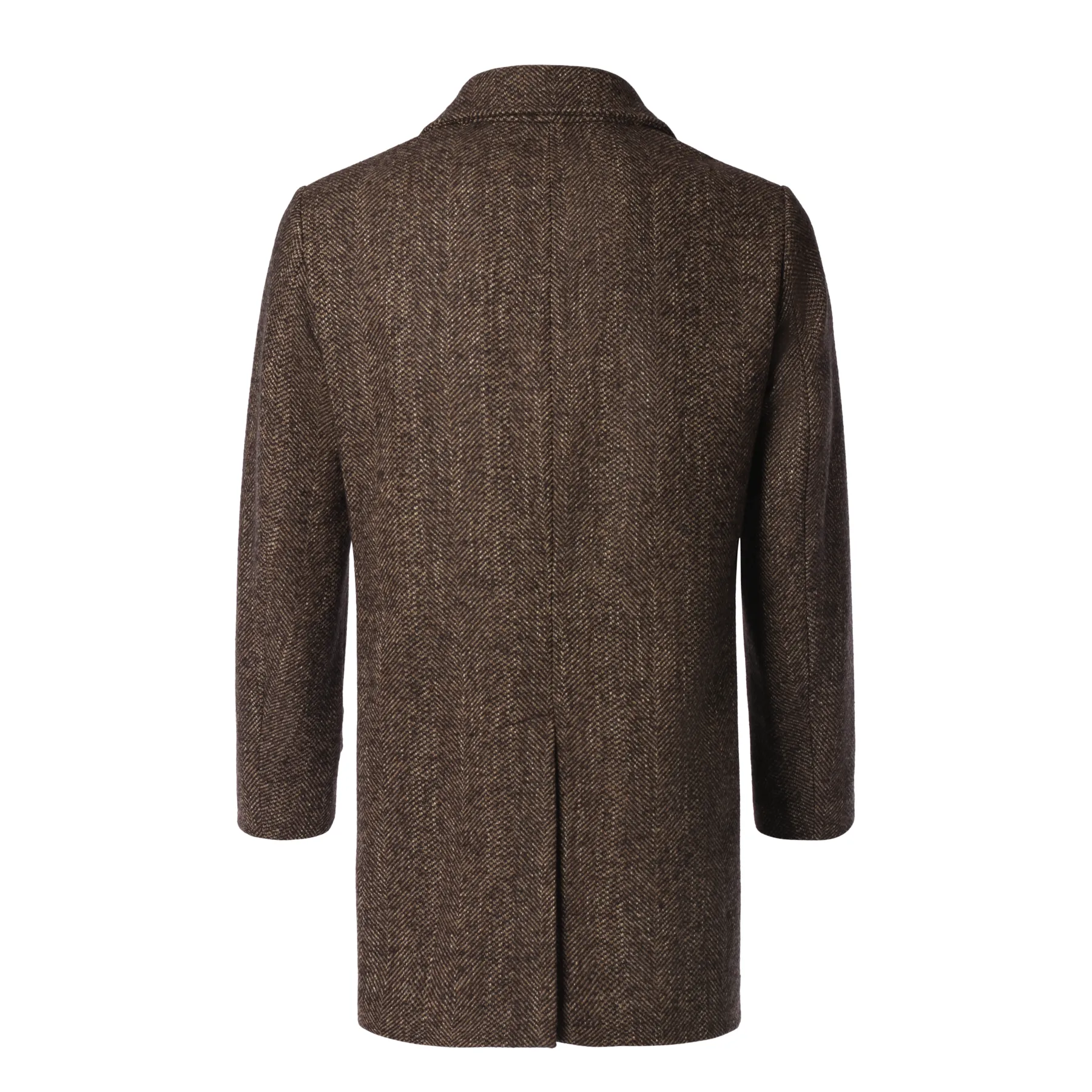 Unstructured Virgin Wool and Silk-Blend Herringbone Coat