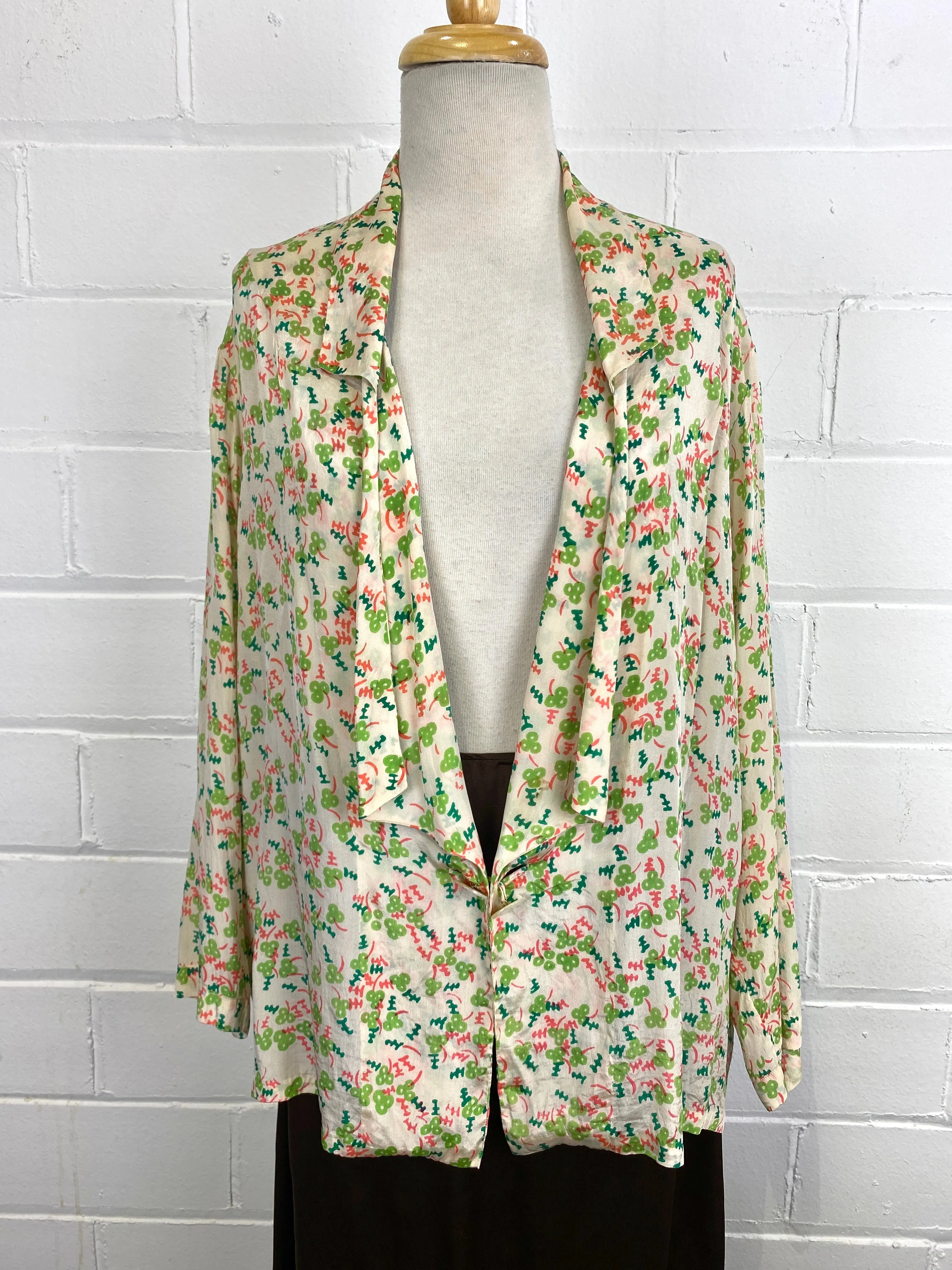 Vintage 1920s Art Deco Print Silk Pyjama Style Jacket