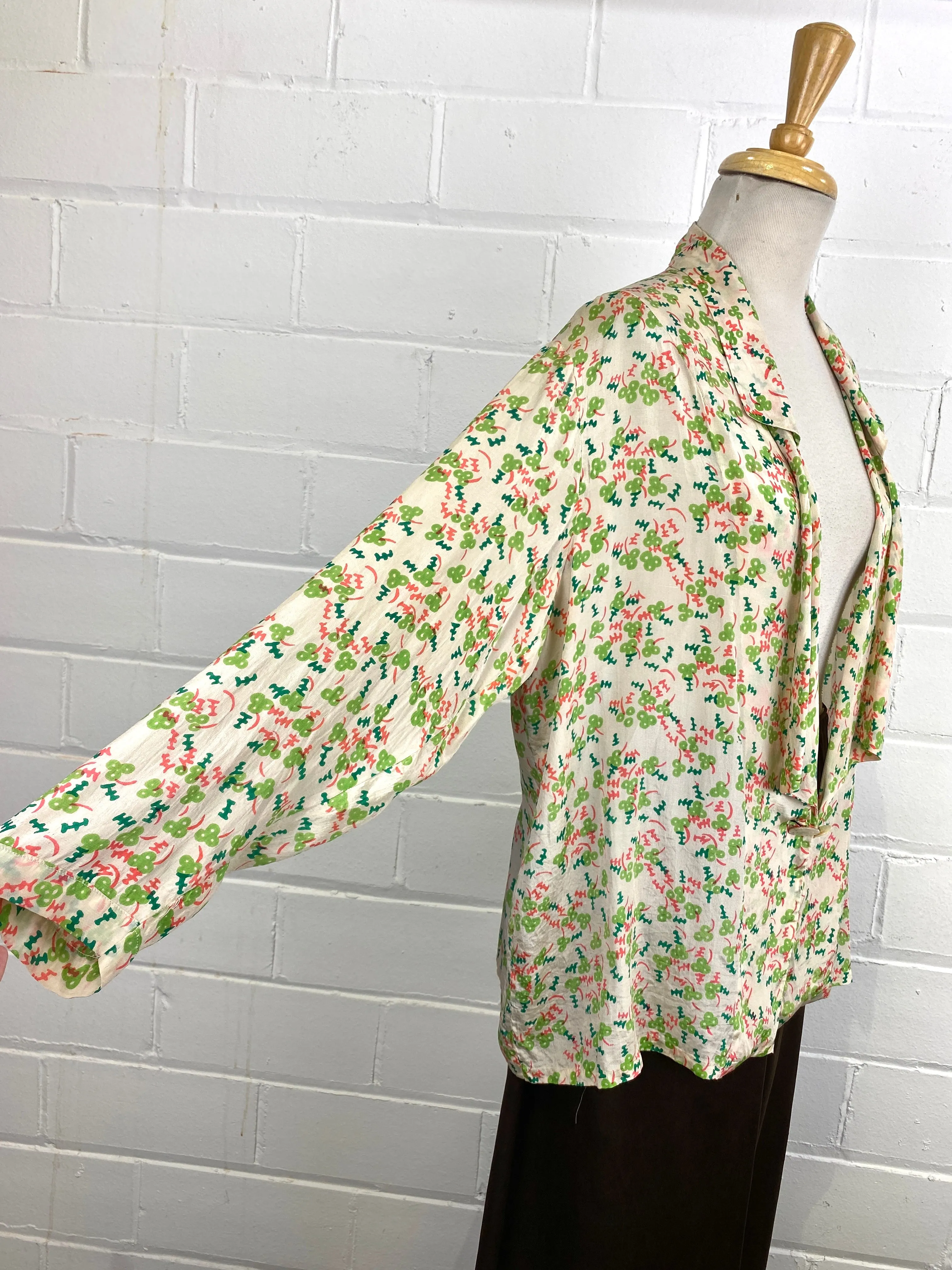 Vintage 1920s Art Deco Print Silk Pyjama Style Jacket