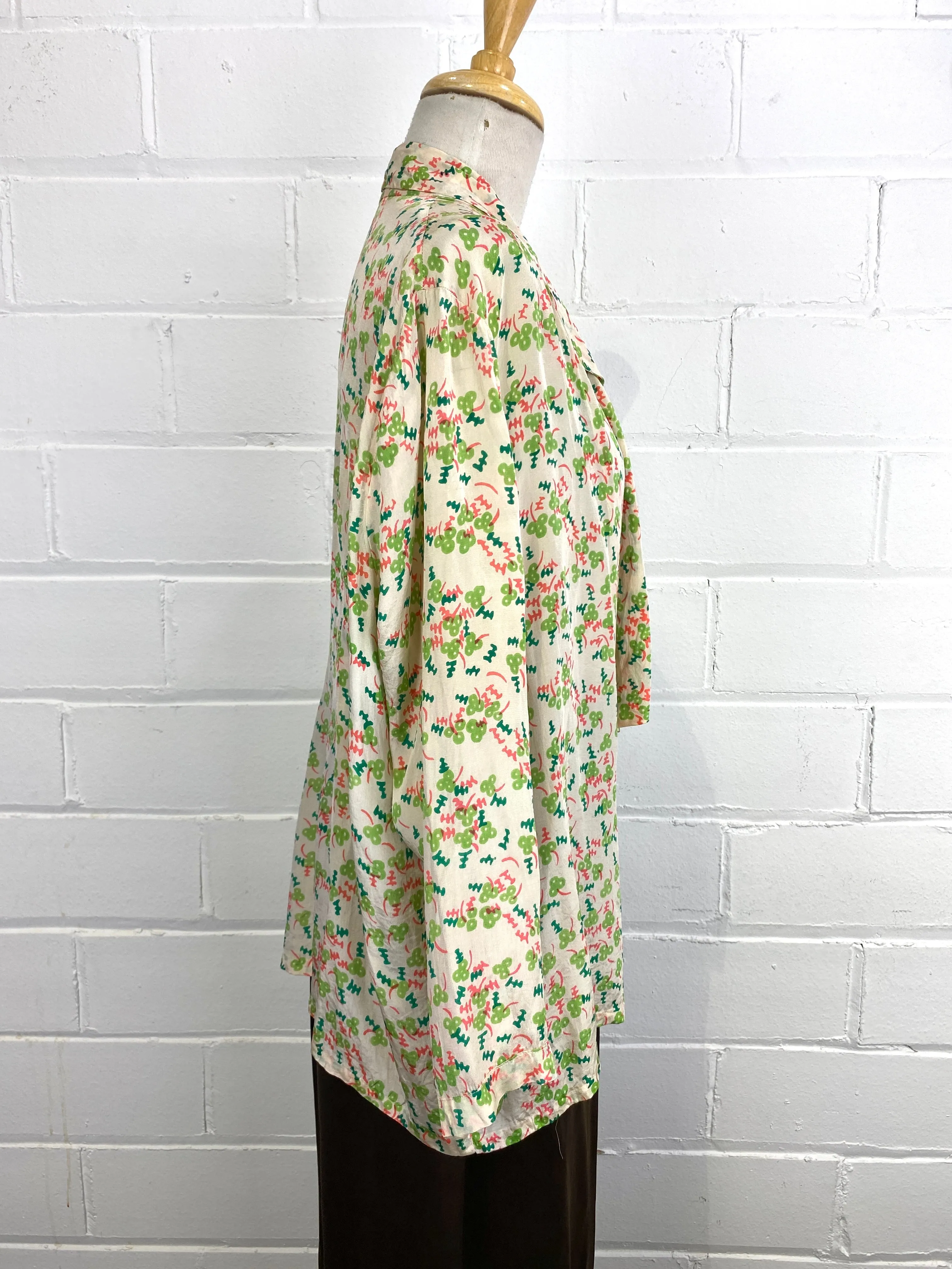 Vintage 1920s Art Deco Print Silk Pyjama Style Jacket