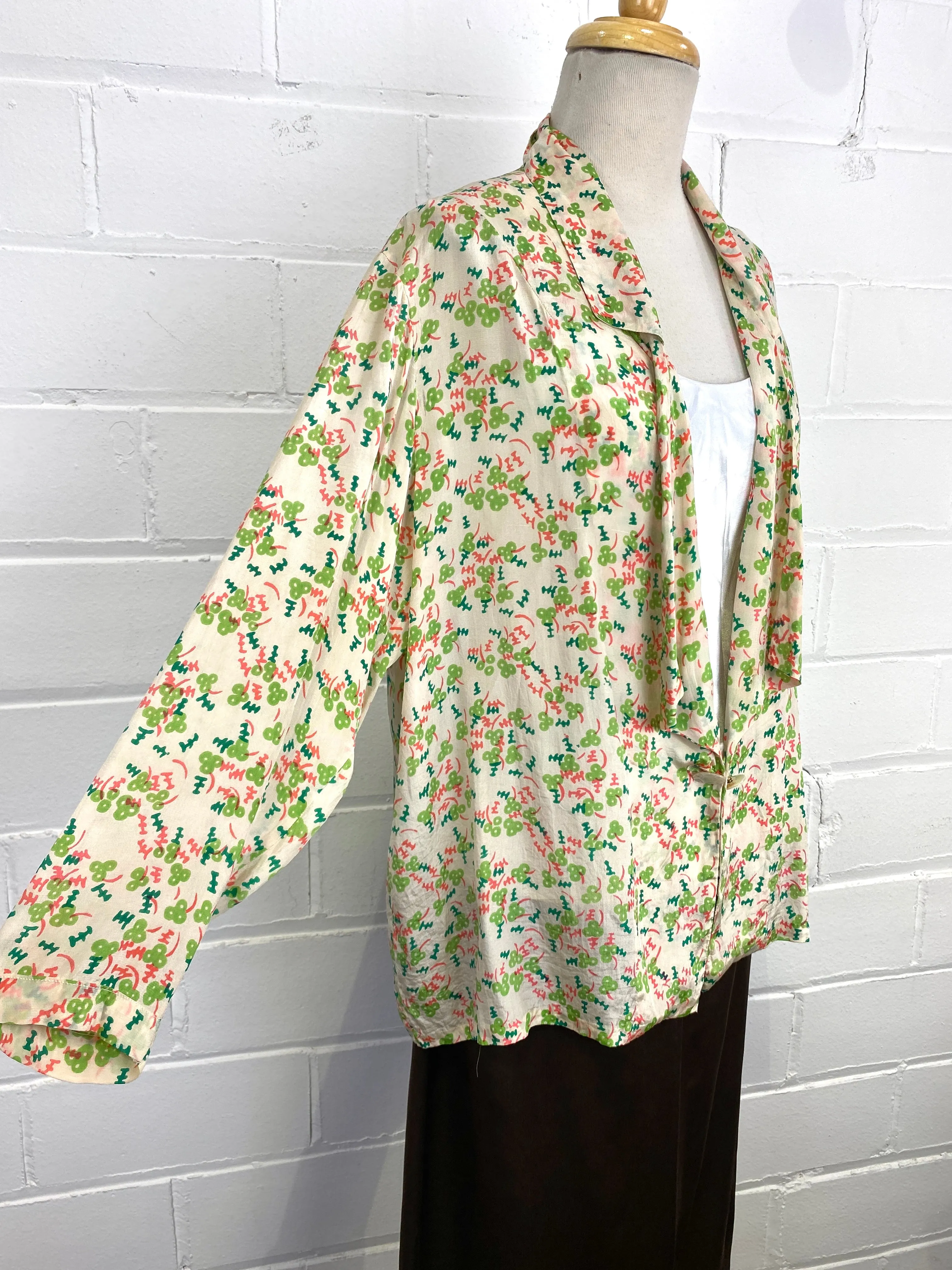 Vintage 1920s Art Deco Print Silk Pyjama Style Jacket