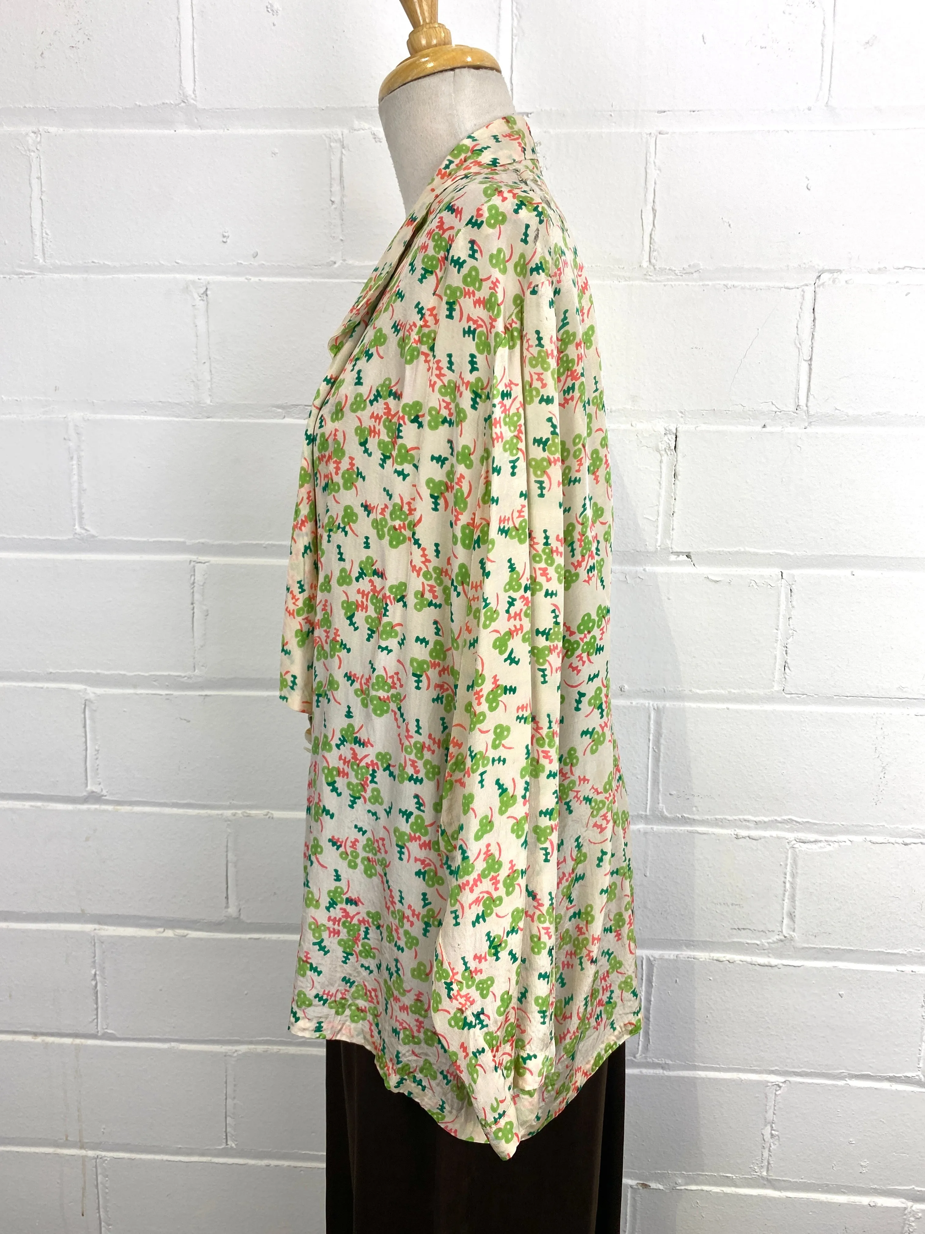 Vintage 1920s Art Deco Print Silk Pyjama Style Jacket