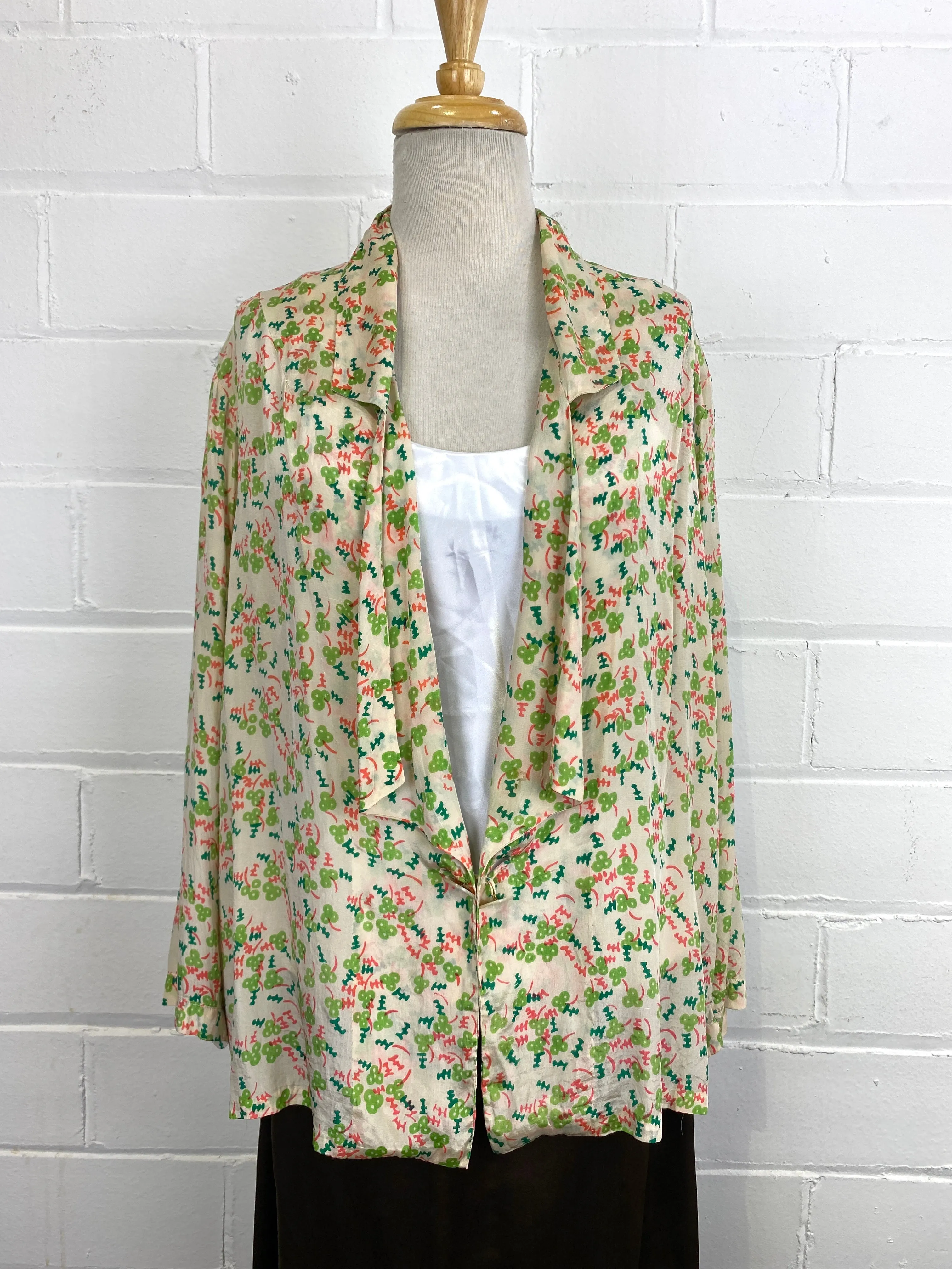 Vintage 1920s Art Deco Print Silk Pyjama Style Jacket