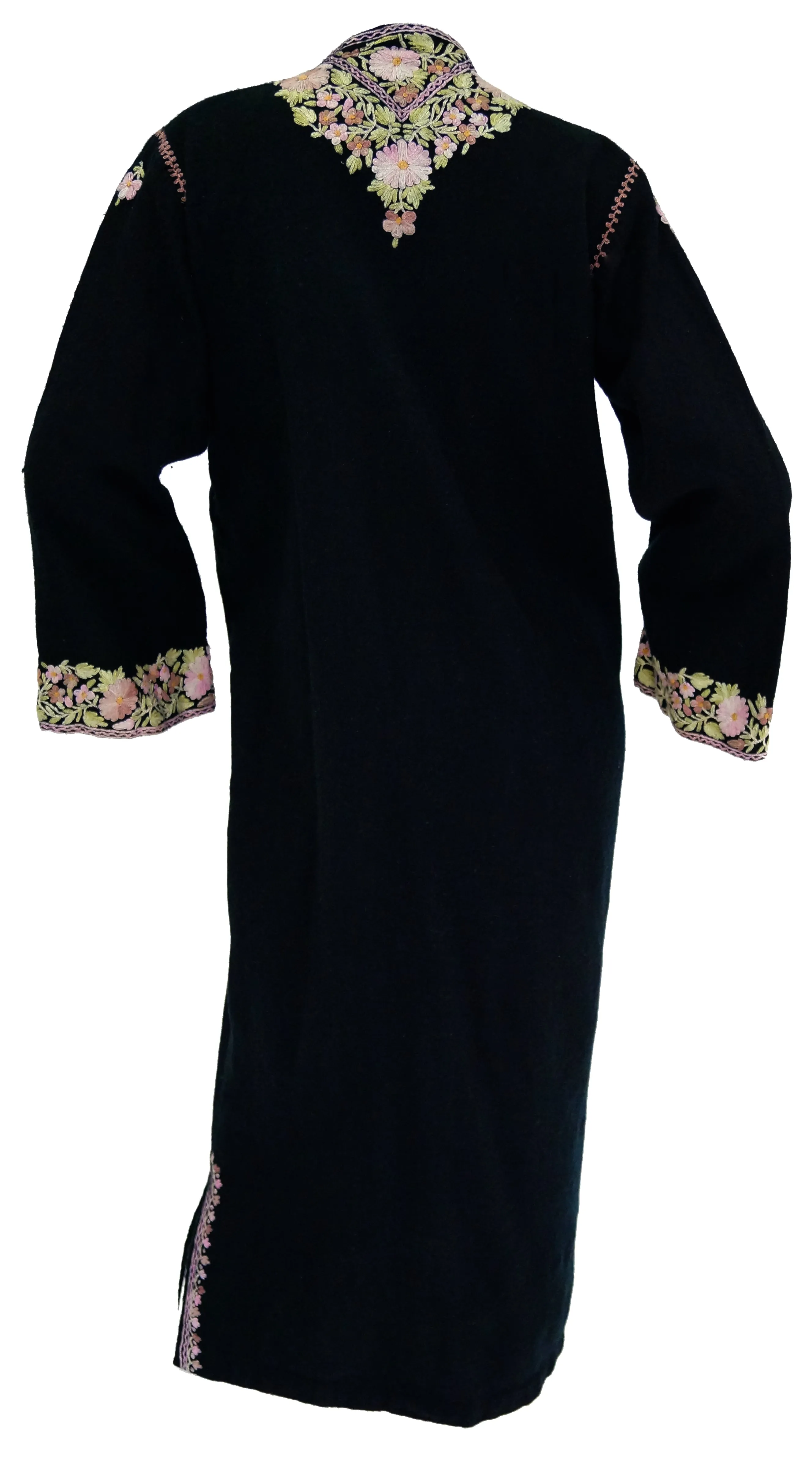 Vintage Kashmiri Crewel Embroidered Wool Coat