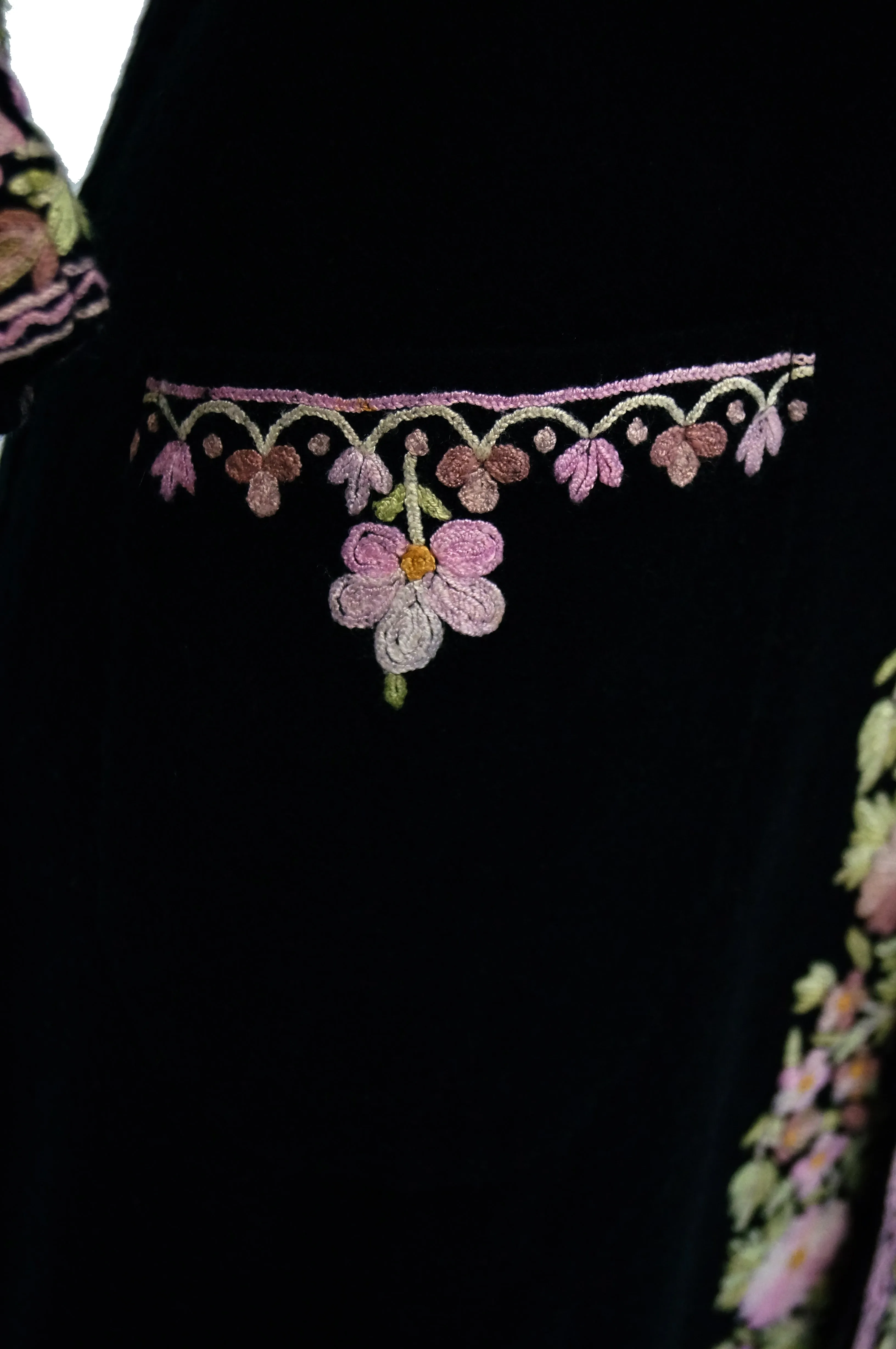 Vintage Kashmiri Crewel Embroidered Wool Coat