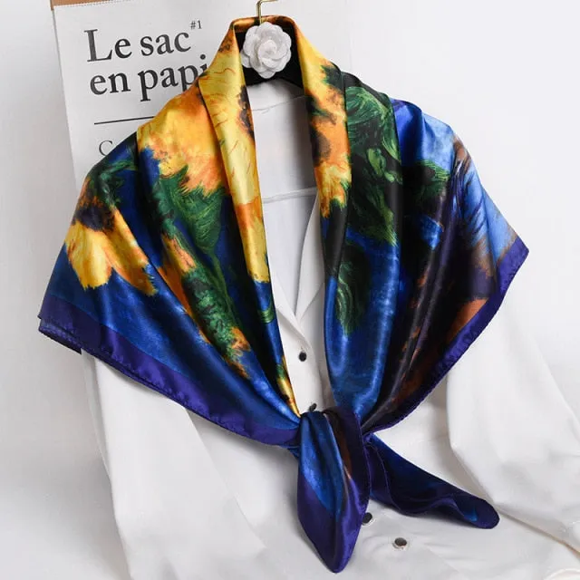 Vintage Style Silk Square Scarf