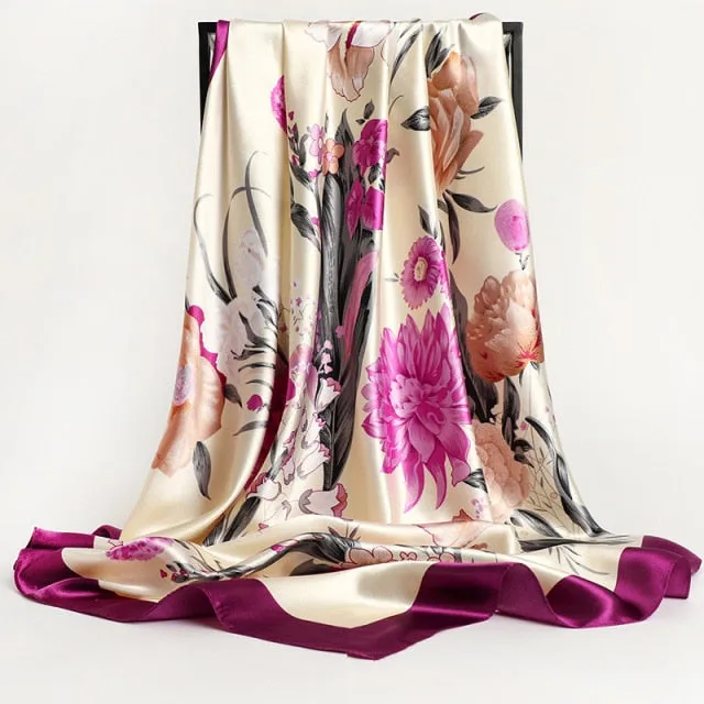 Vintage Style Silk Square Scarf