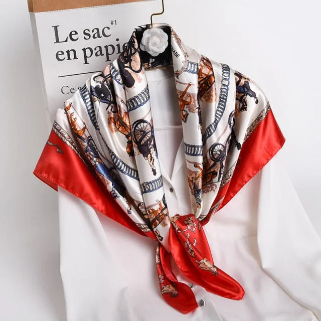 Vintage Style Silk Square Scarf