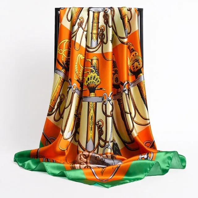 Vintage Style Silk Square Scarf