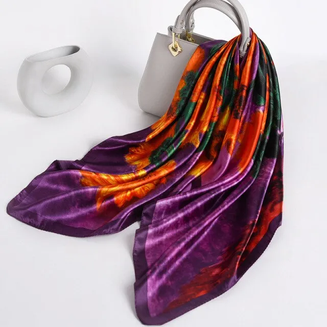 Vintage Style Silk Square Scarf