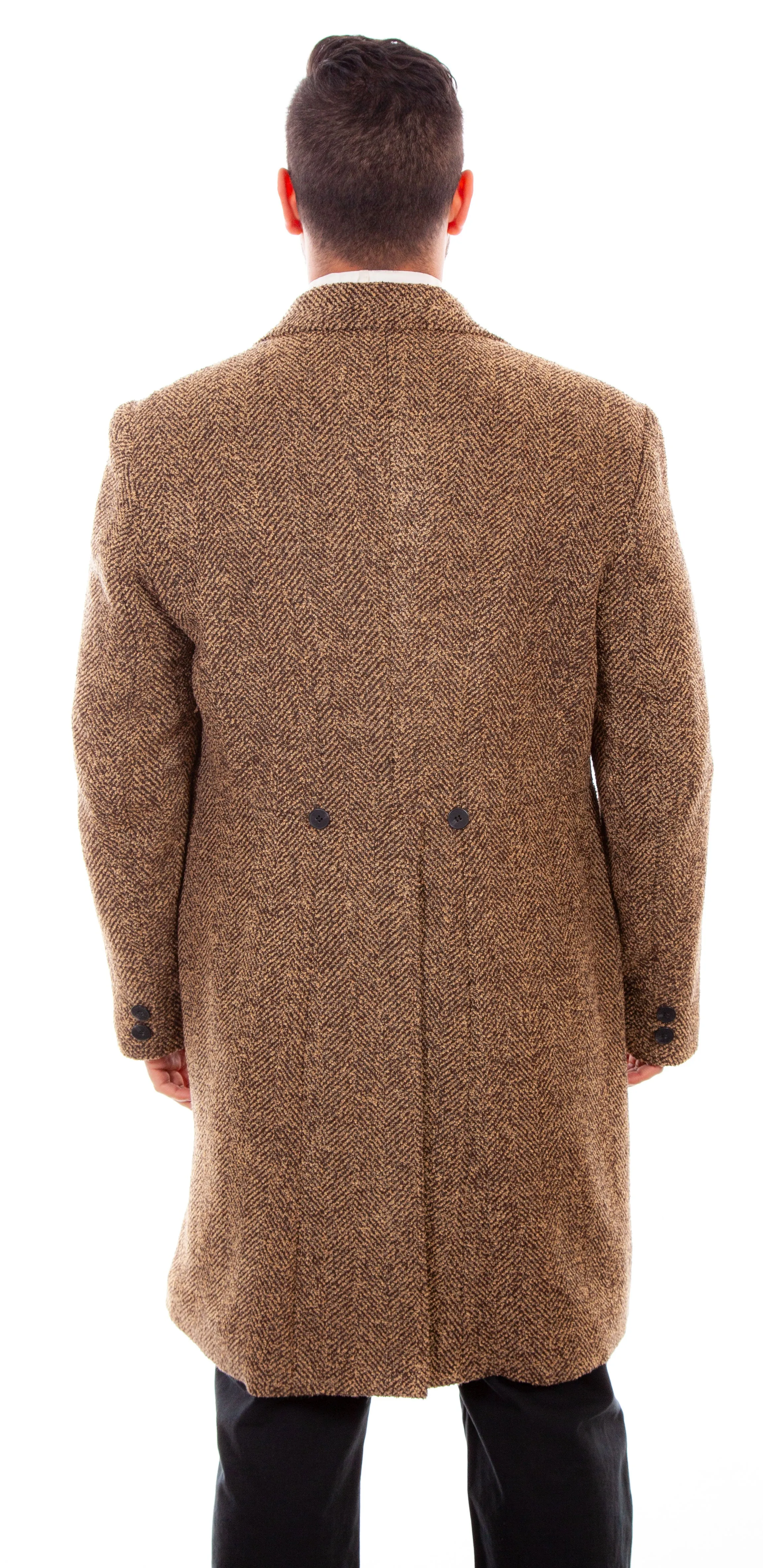 Wahmaker Mens Brown 100% Wool Herringbone Pile Coat