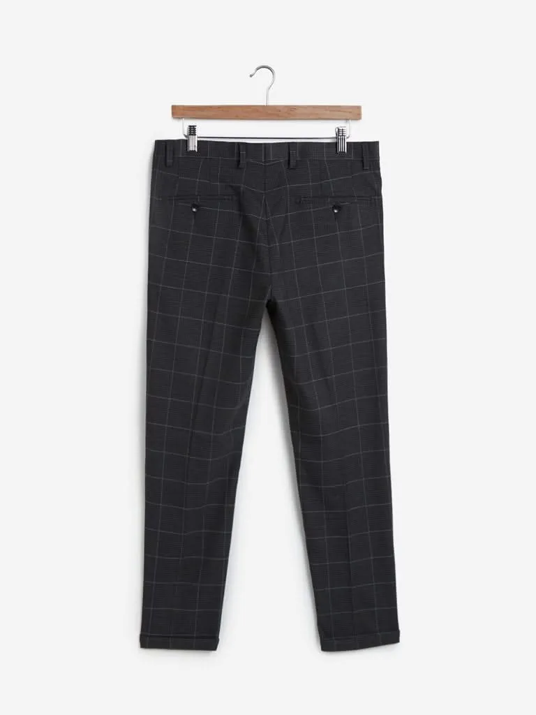 WES Formals Dark Grey Carrot Fit Trousers